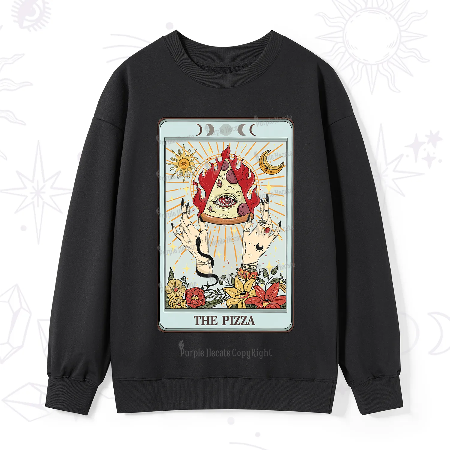 Purplehecate The Pizze Food Tarot Card Sweatshirt