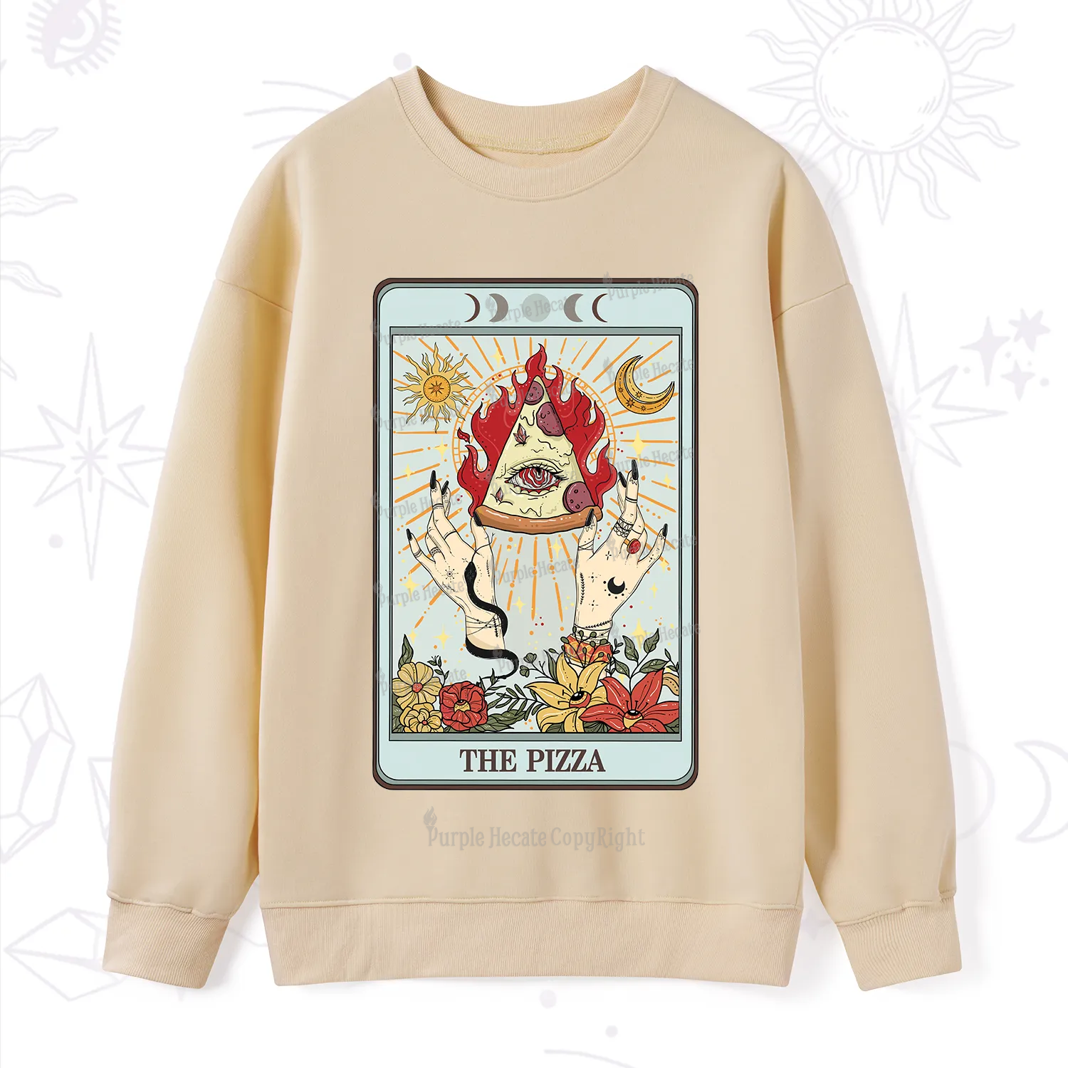 Purplehecate The Pizze Food Tarot Card Sweatshirt
