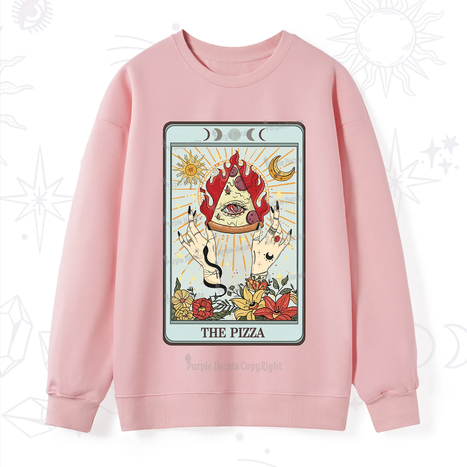 Purplehecate The Pizze Food Tarot Card Sweatshirt