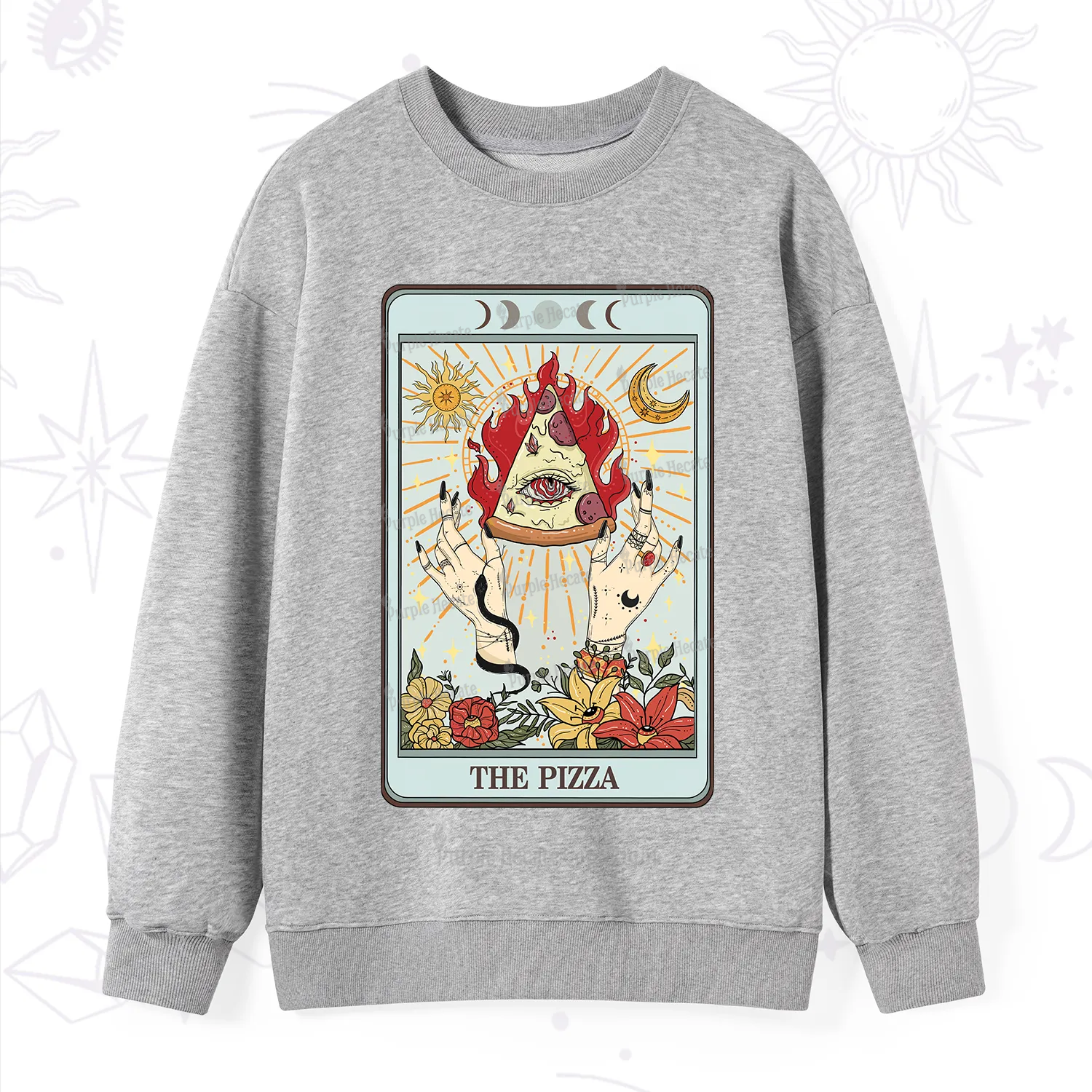 Purplehecate The Pizze Food Tarot Card Sweatshirt