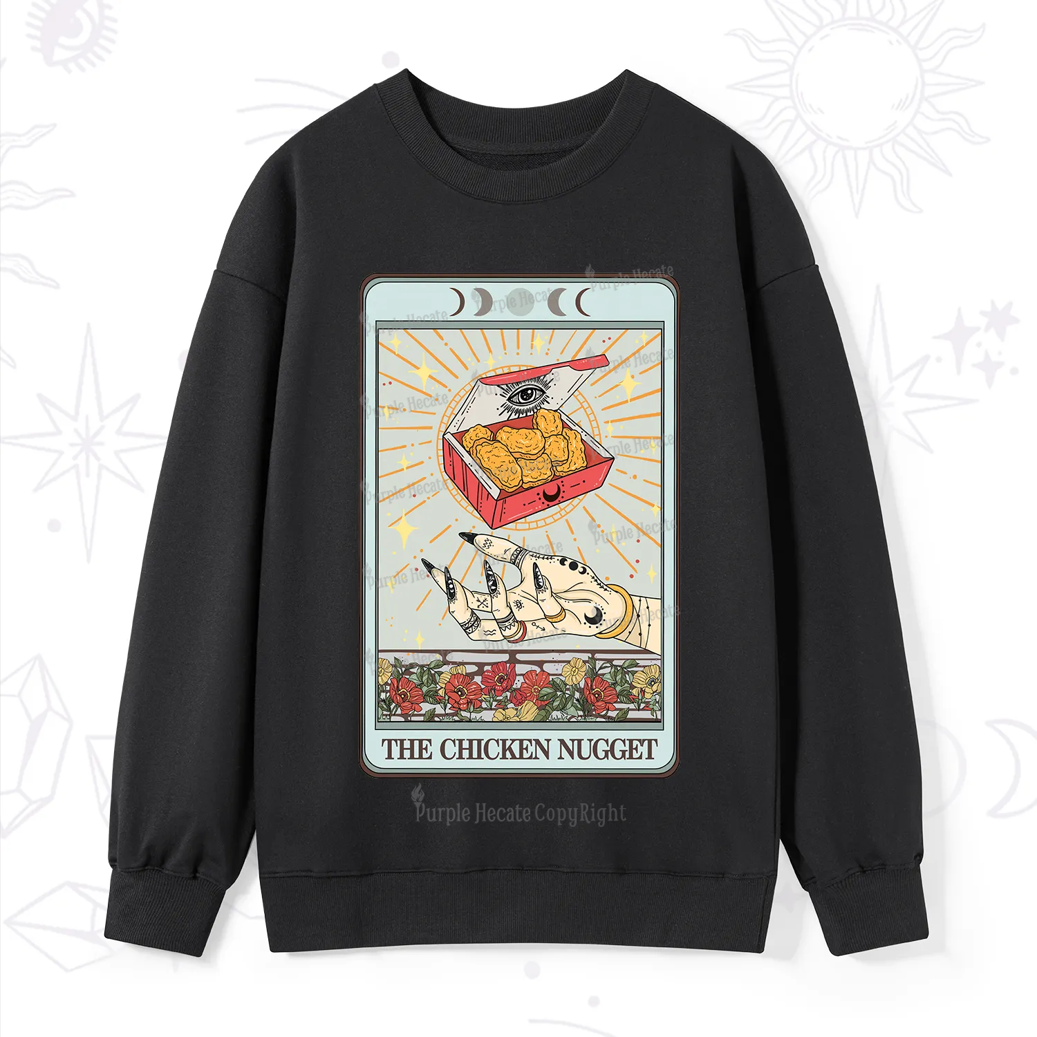 Purplehecate The Chicken Nugget Tarot Card Sweatshirt