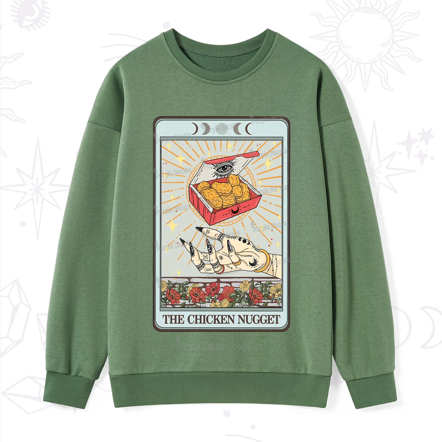 Purplehecate The Chicken Nugget Tarot Card Sweatshirt