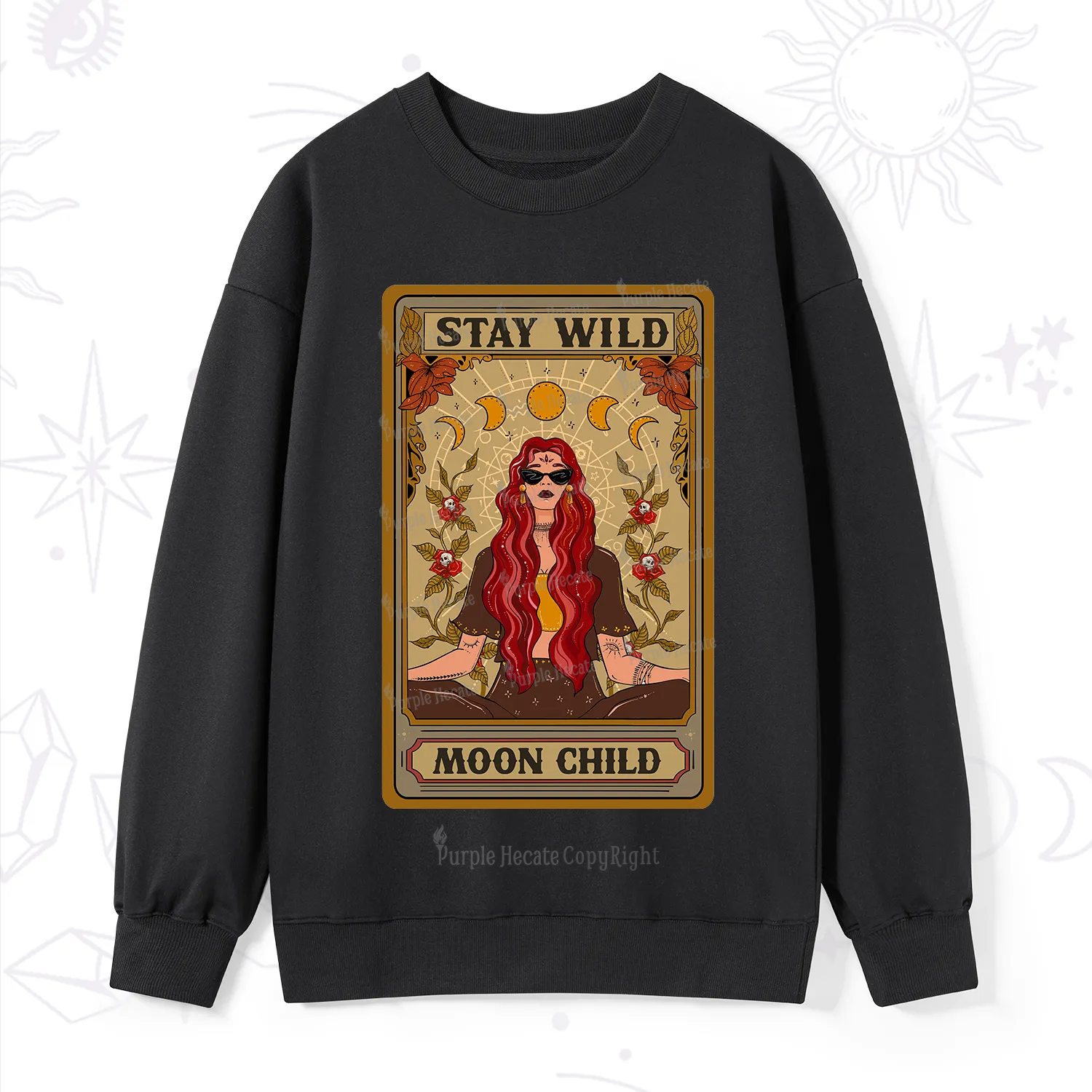 Purplehecate The Stay Wild Moon Child Oracle Card  Sweatshirt