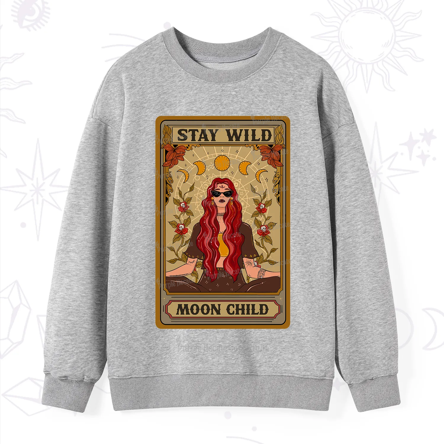 Purplehecate The Stay Wild Moon Child Oracle Card  Sweatshirt