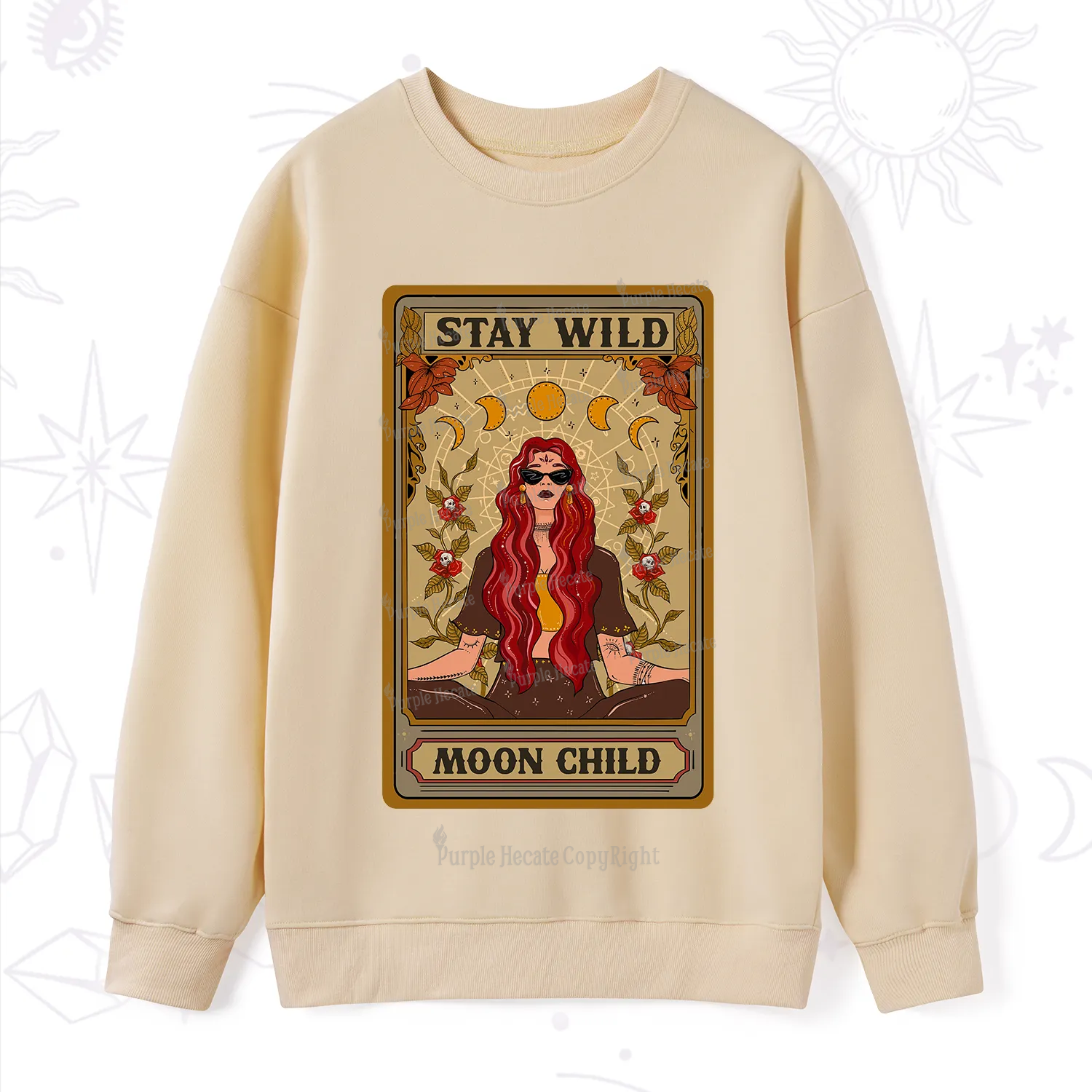 Purplehecate The Stay Wild Moon Child Oracle Card  Sweatshirt
