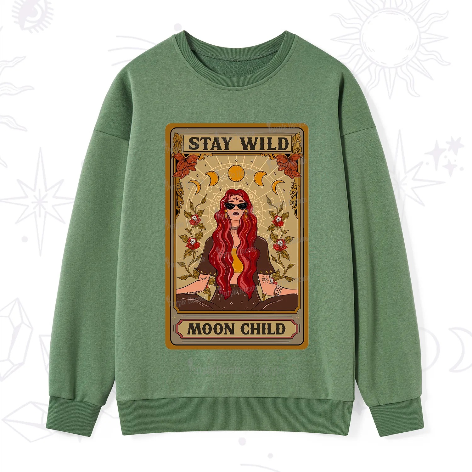 Purplehecate The Stay Wild Moon Child Oracle Card  Sweatshirt