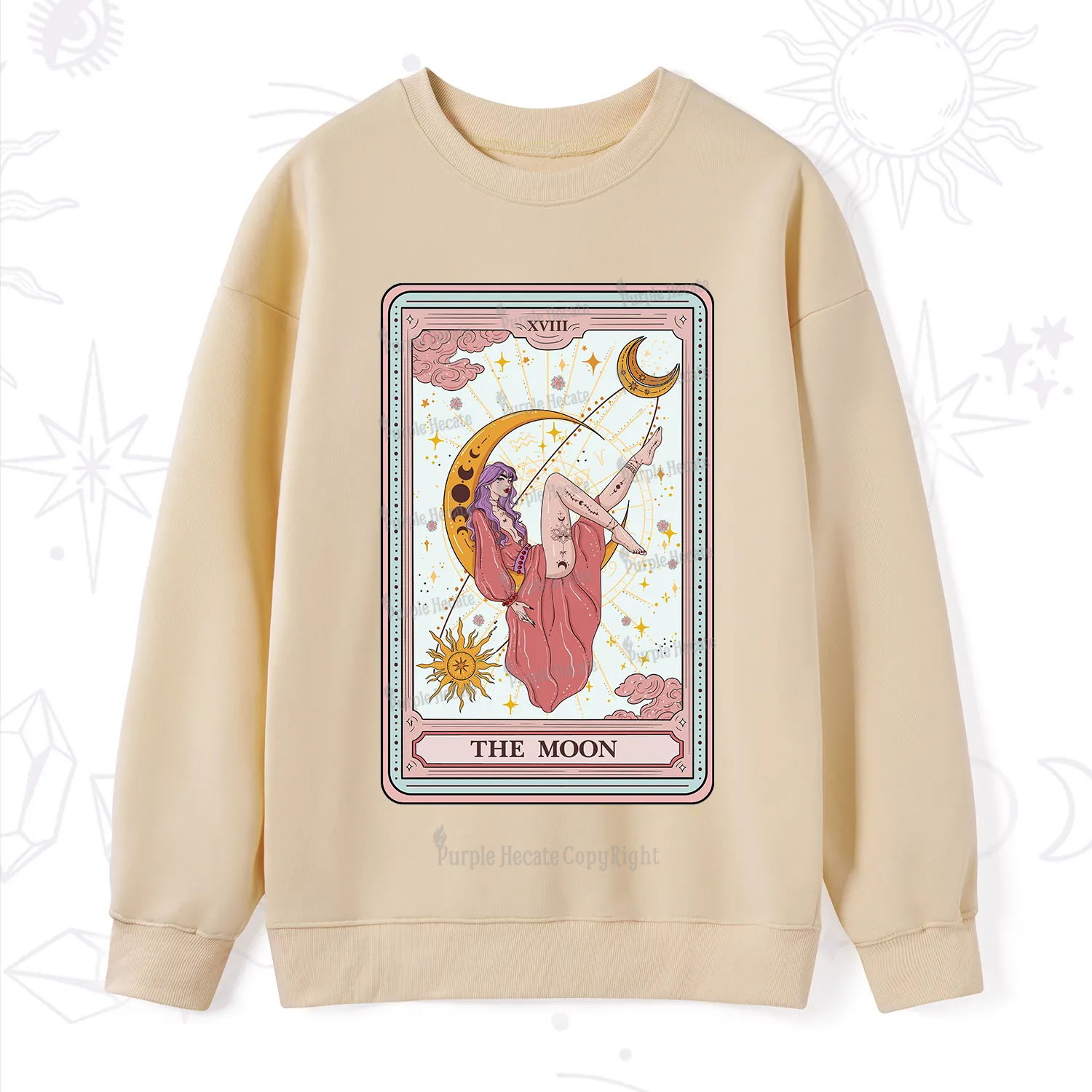 Purplehecate The Moon Tarot Sweatshirt