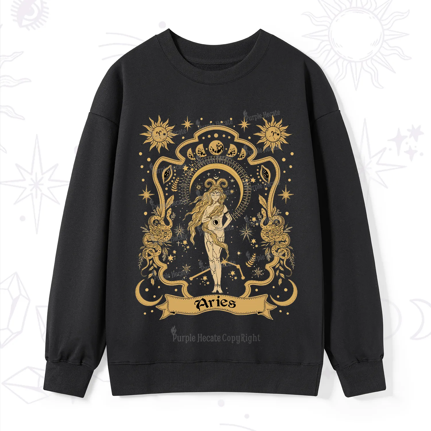 Purplehecate Aries' Astral Mirage Zodiac Sweatshirt