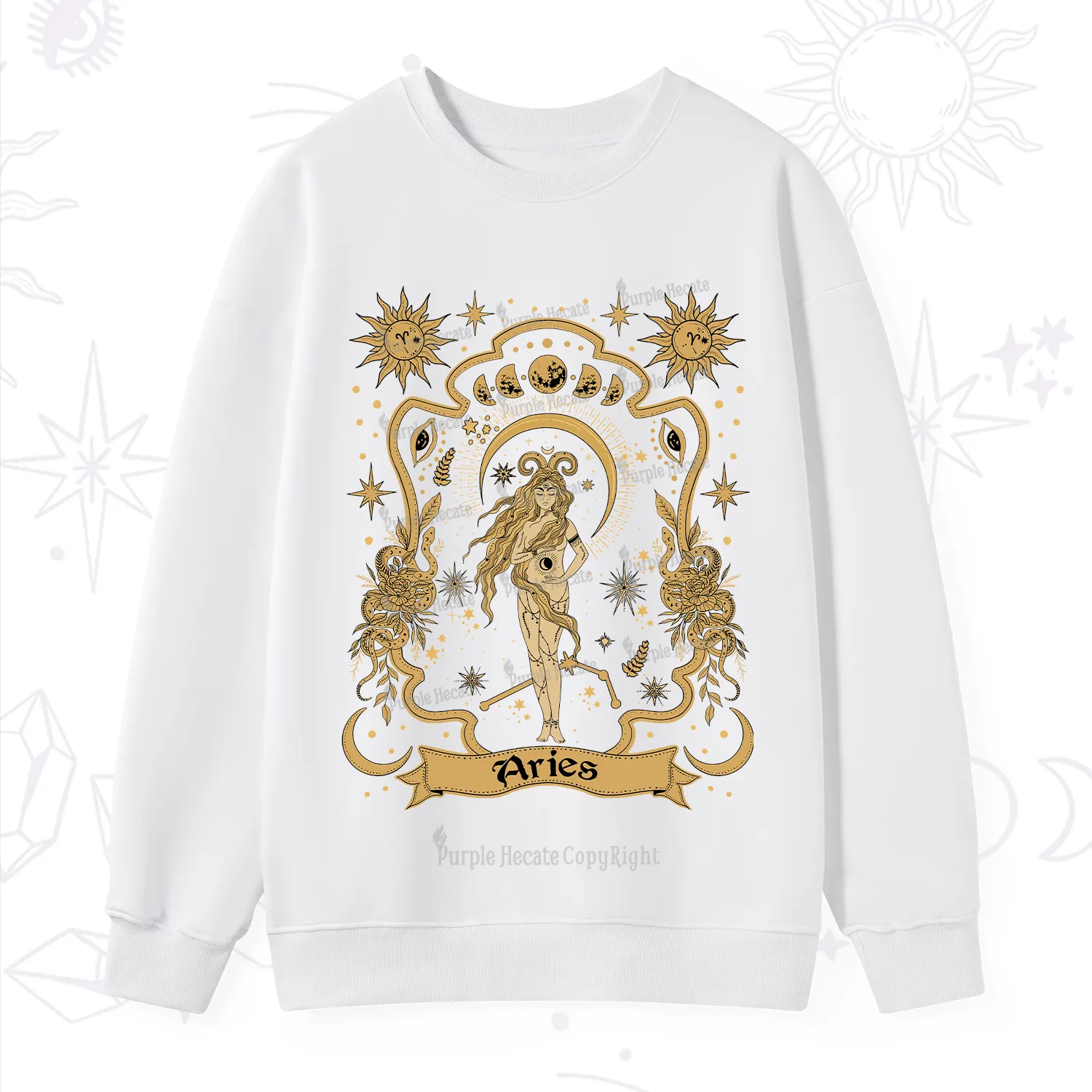 Purplehecate Aries' Astral Mirage Zodiac Sweatshirt