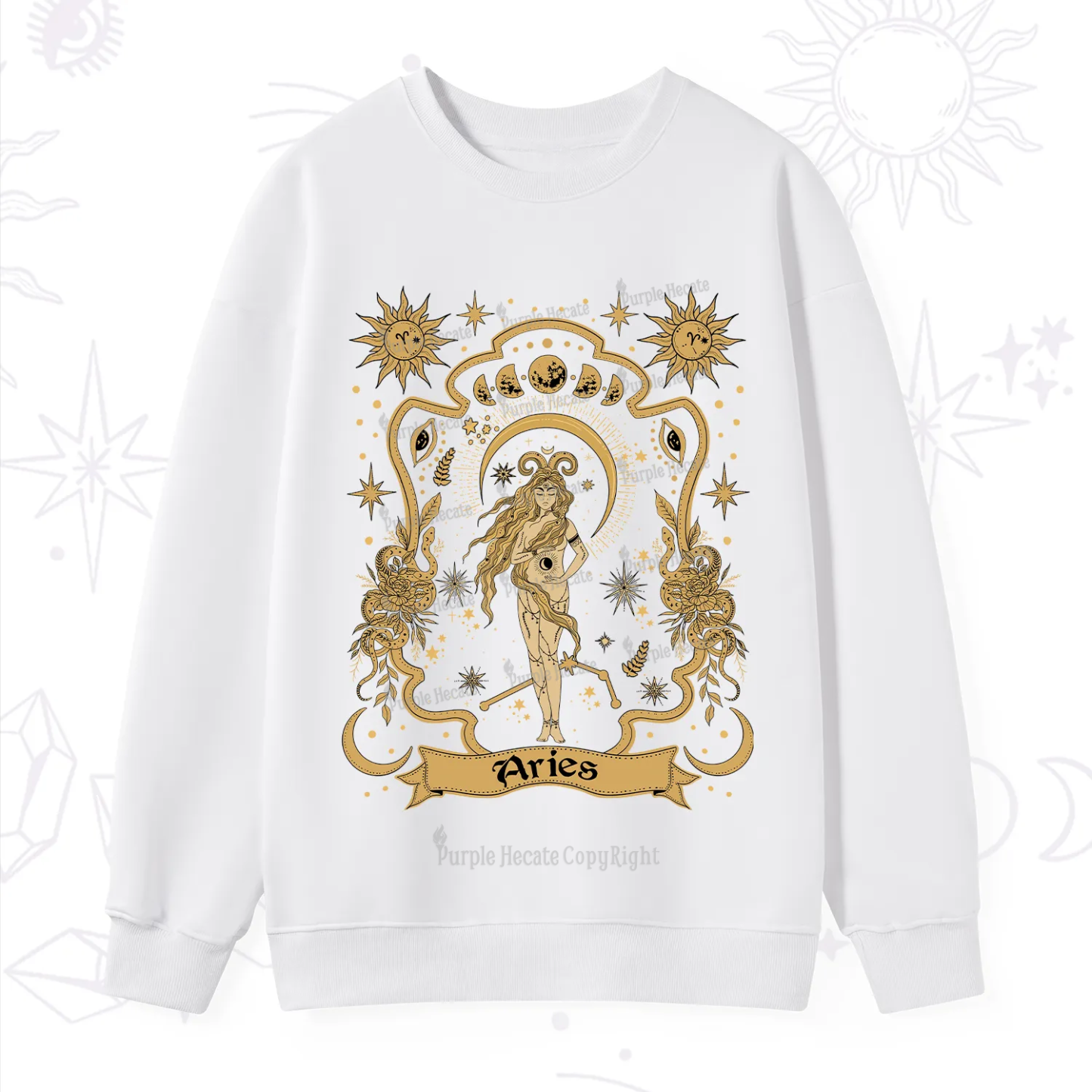Purplehecate Aries' Astral Mirage Zodiac Sweatshirt