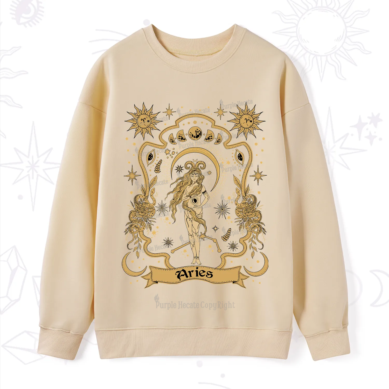 Purplehecate Aries' Astral Mirage Zodiac Sweatshirt