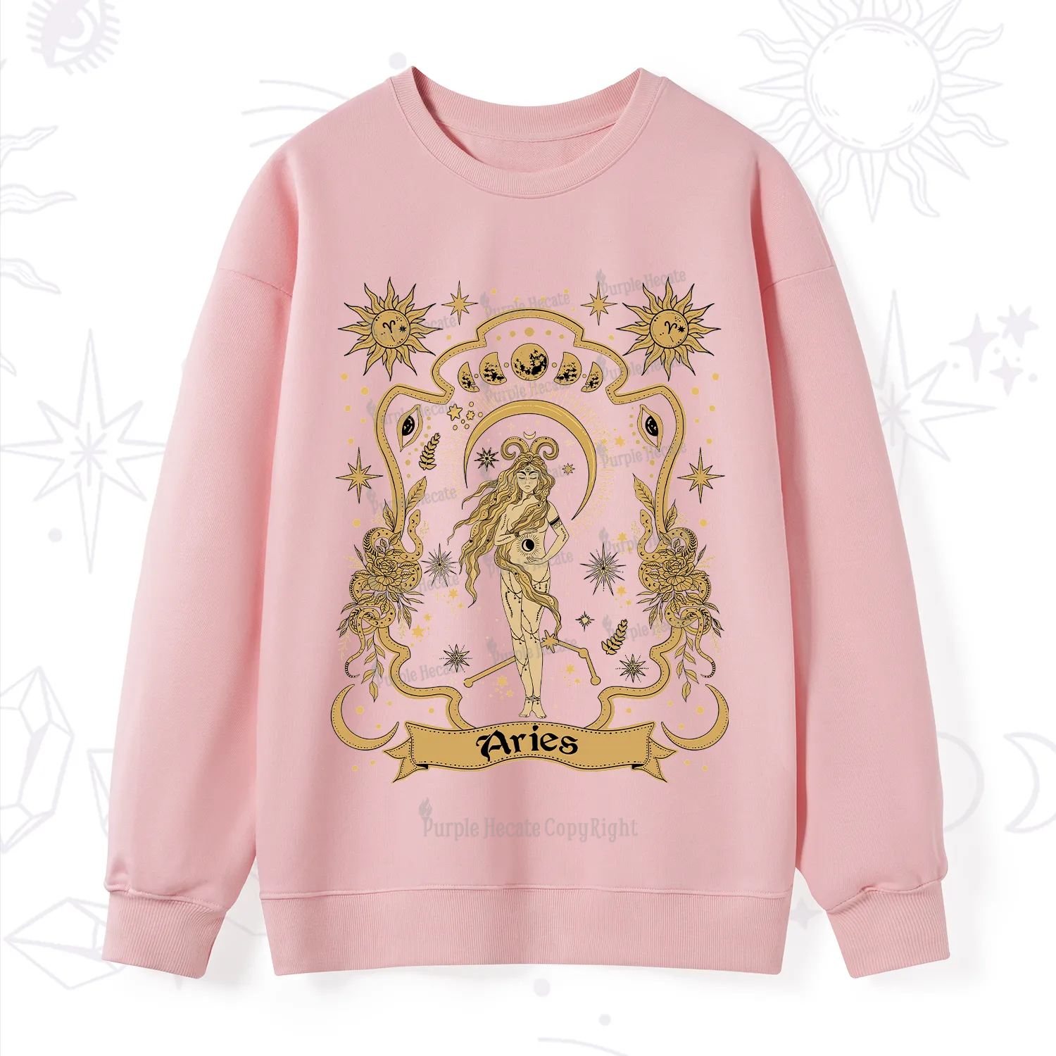 Purplehecate Aries' Astral Mirage Zodiac Sweatshirt