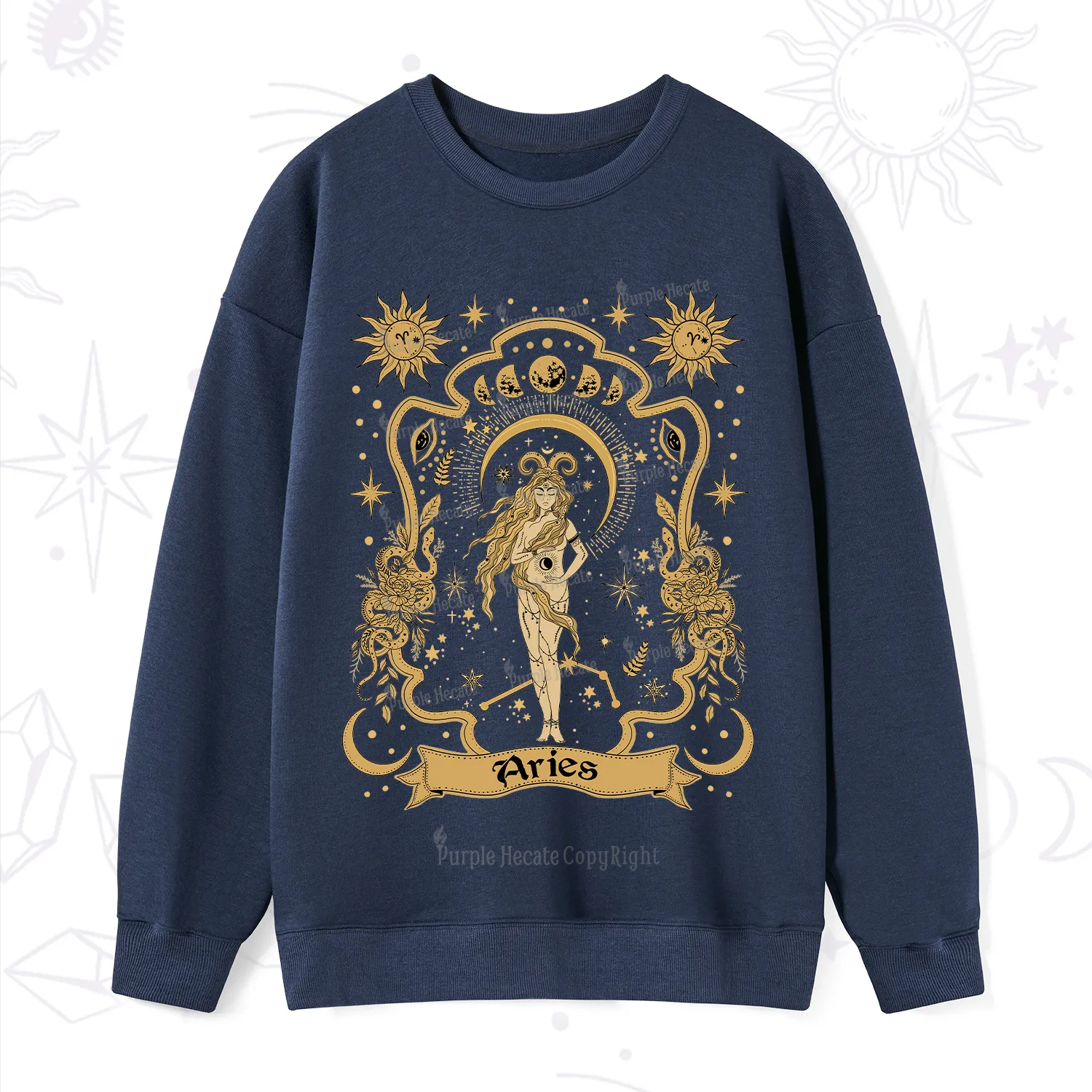 Purplehecate Aries' Astral Mirage Zodiac Sweatshirt