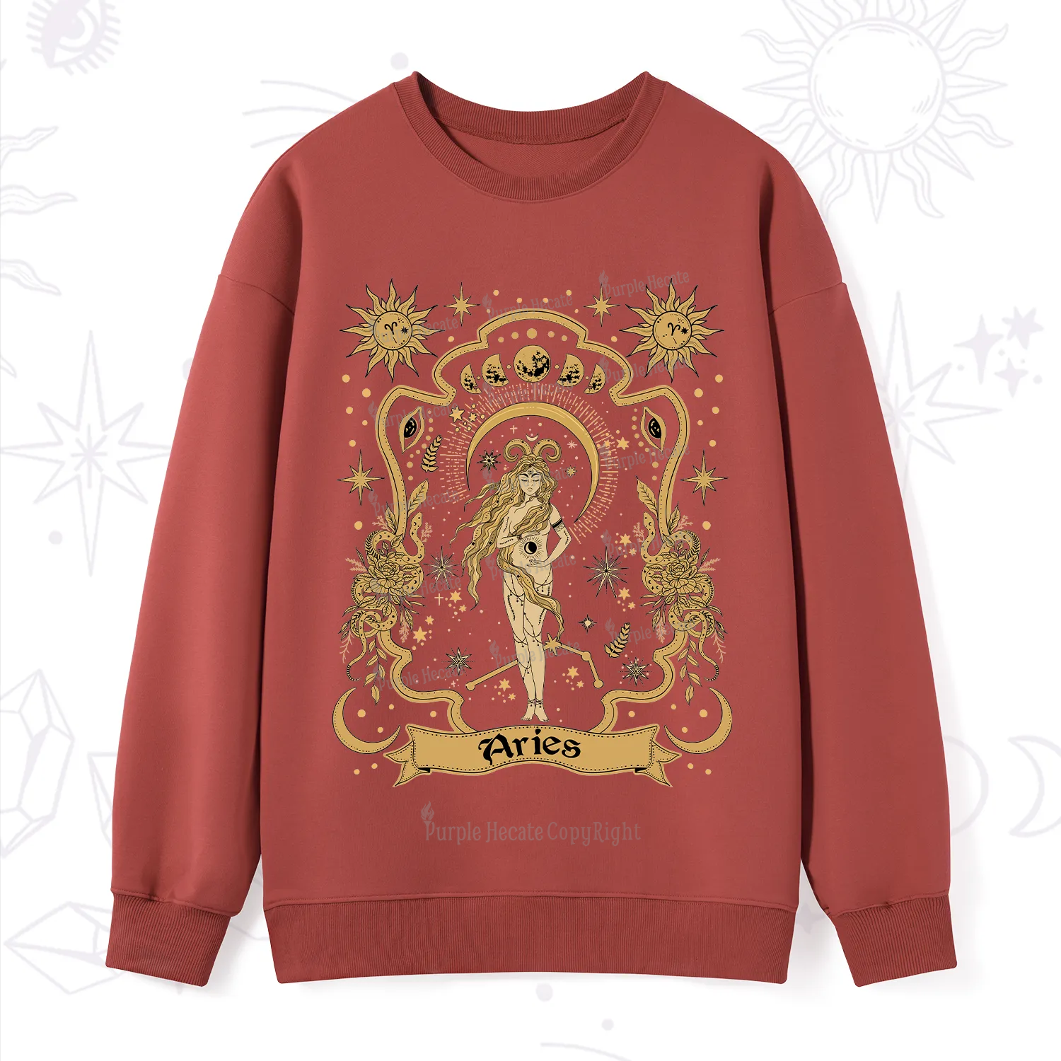 Purplehecate Aries' Astral Mirage Zodiac Sweatshirt