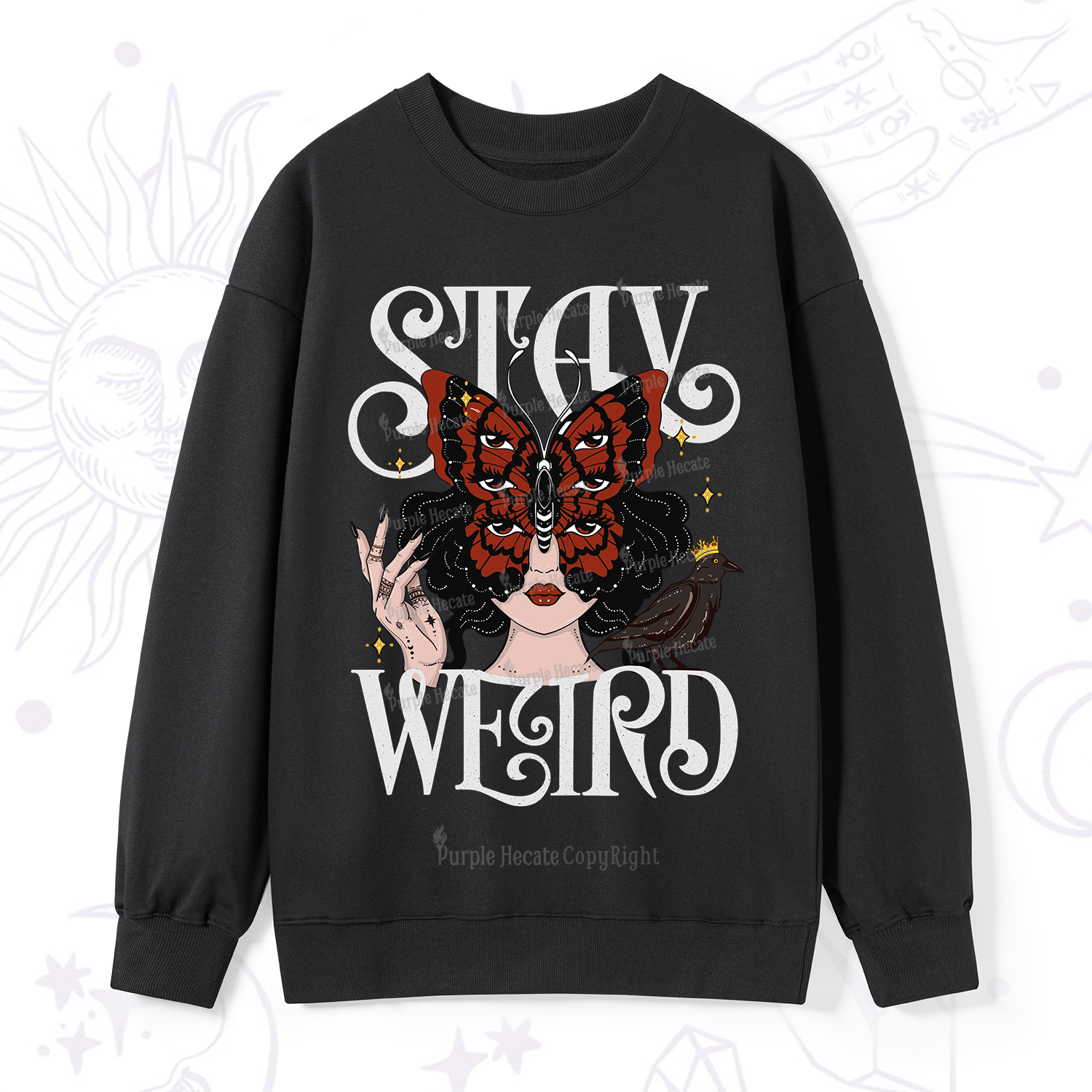 Purplehecate Stay Weird Gothic Butterfly Oracle Sweatshirt