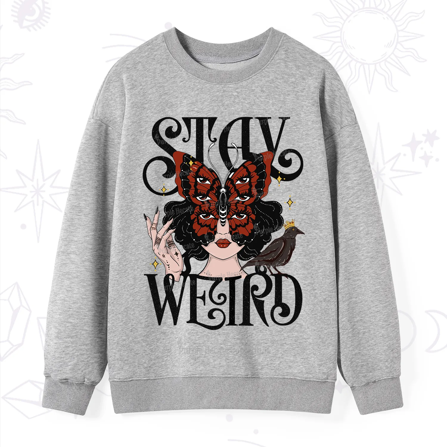 Purplehecate Stay Weird Gothic Butterfly Oracle Sweatshirt