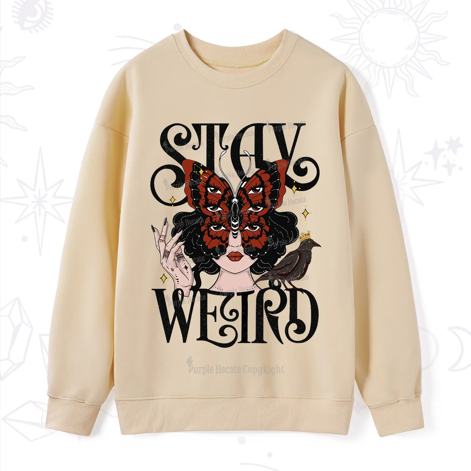 Purplehecate Stay Weird Gothic Butterfly Oracle Sweatshirt