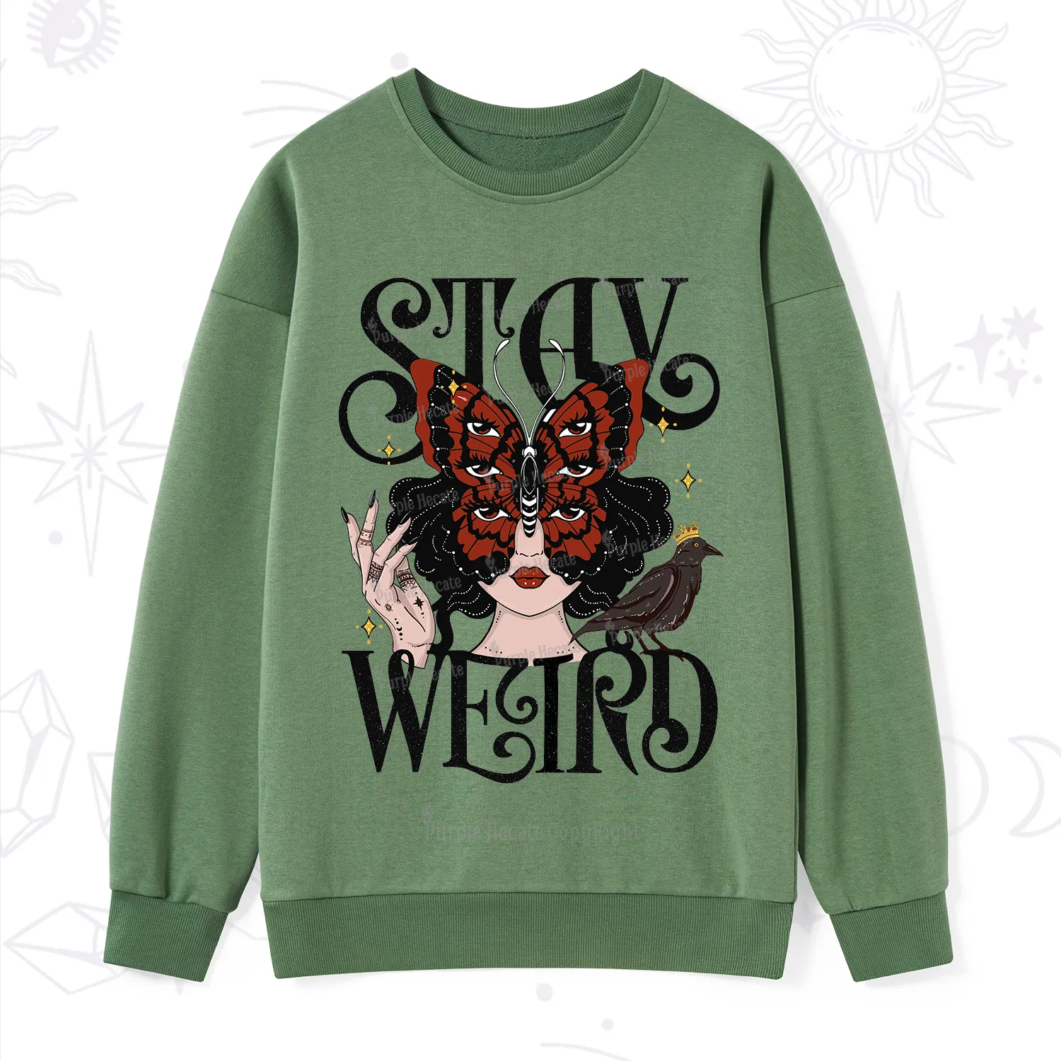 Purplehecate Stay Weird Gothic Butterfly Oracle Sweatshirt