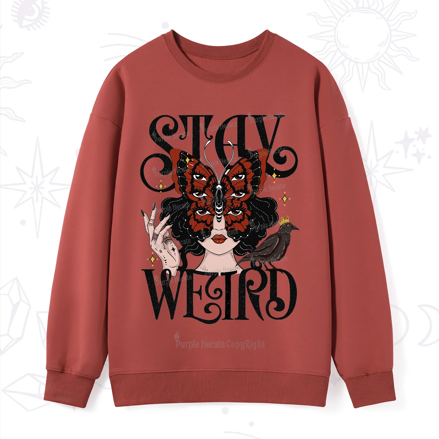 Purplehecate Stay Weird Gothic Butterfly Oracle Sweatshirt