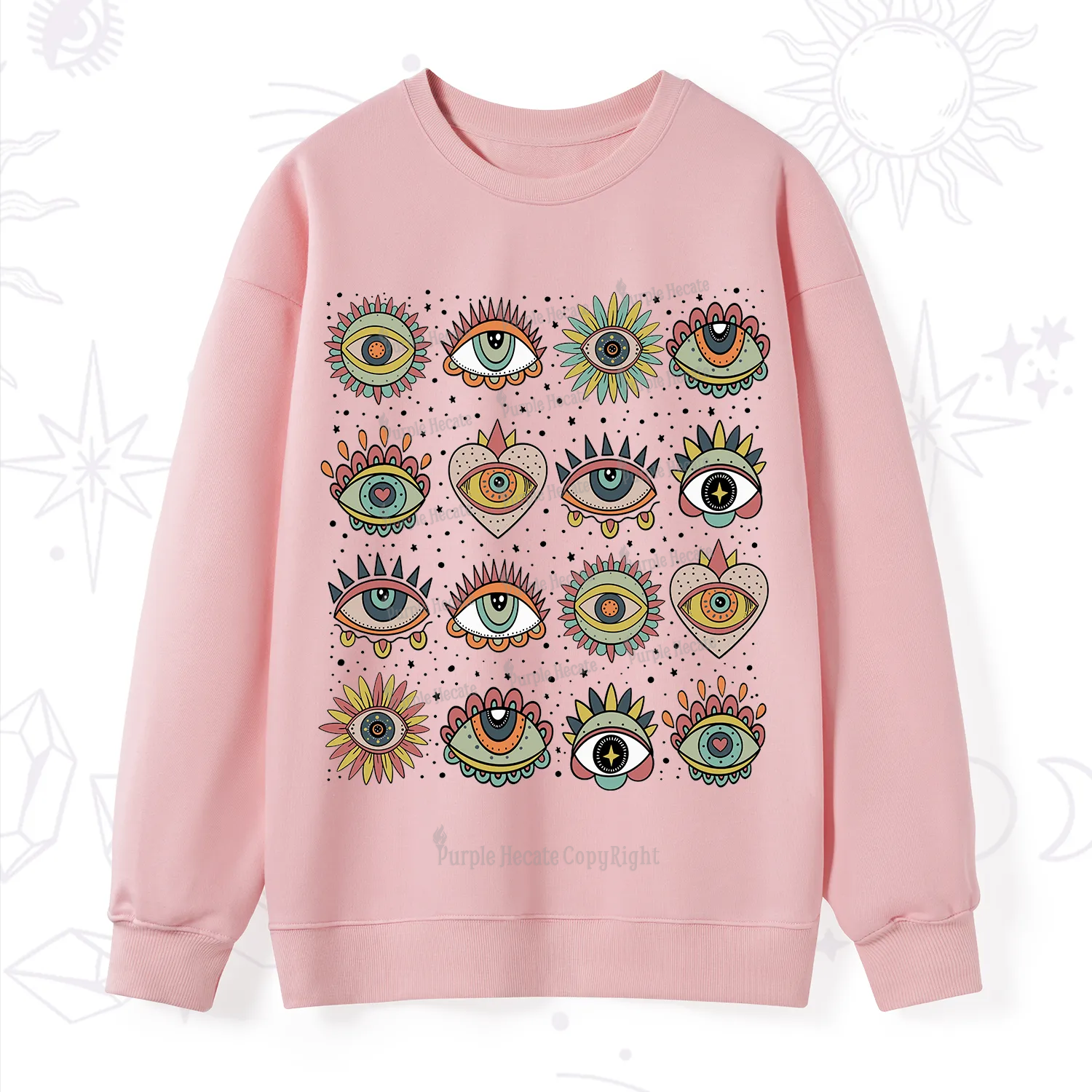 Purplehecate Mystical Evil Eye Pattern Sweatshirt