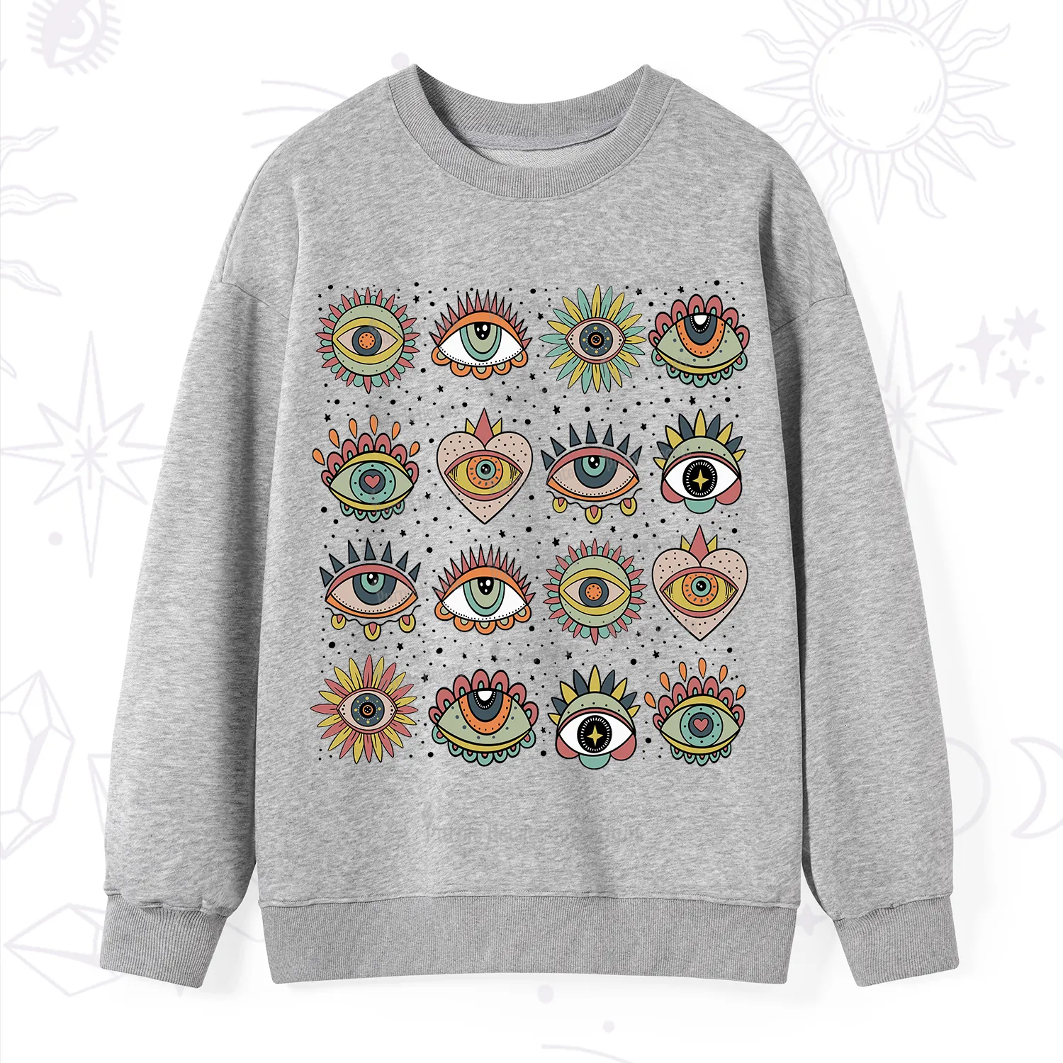 Purplehecate Mystical Evil Eye Pattern Sweatshirt