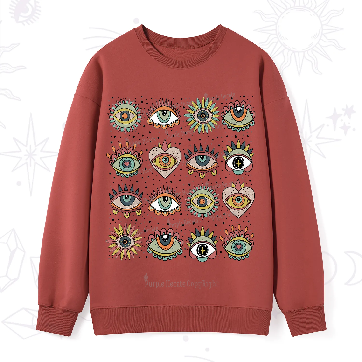 Purplehecate Mystical Evil Eye Pattern Sweatshirt