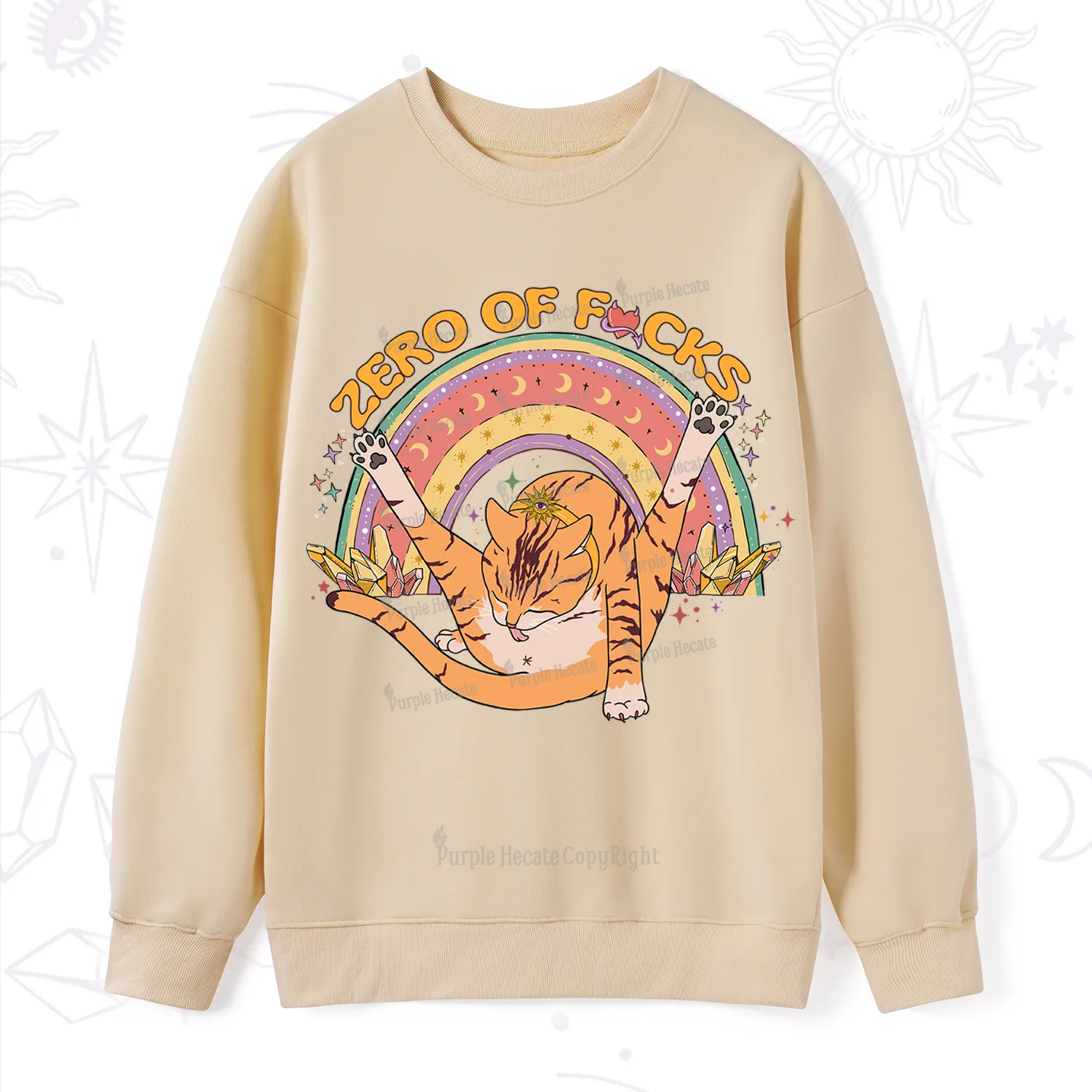 Purplehecate The Zero Fucks Cat Sweatshirt