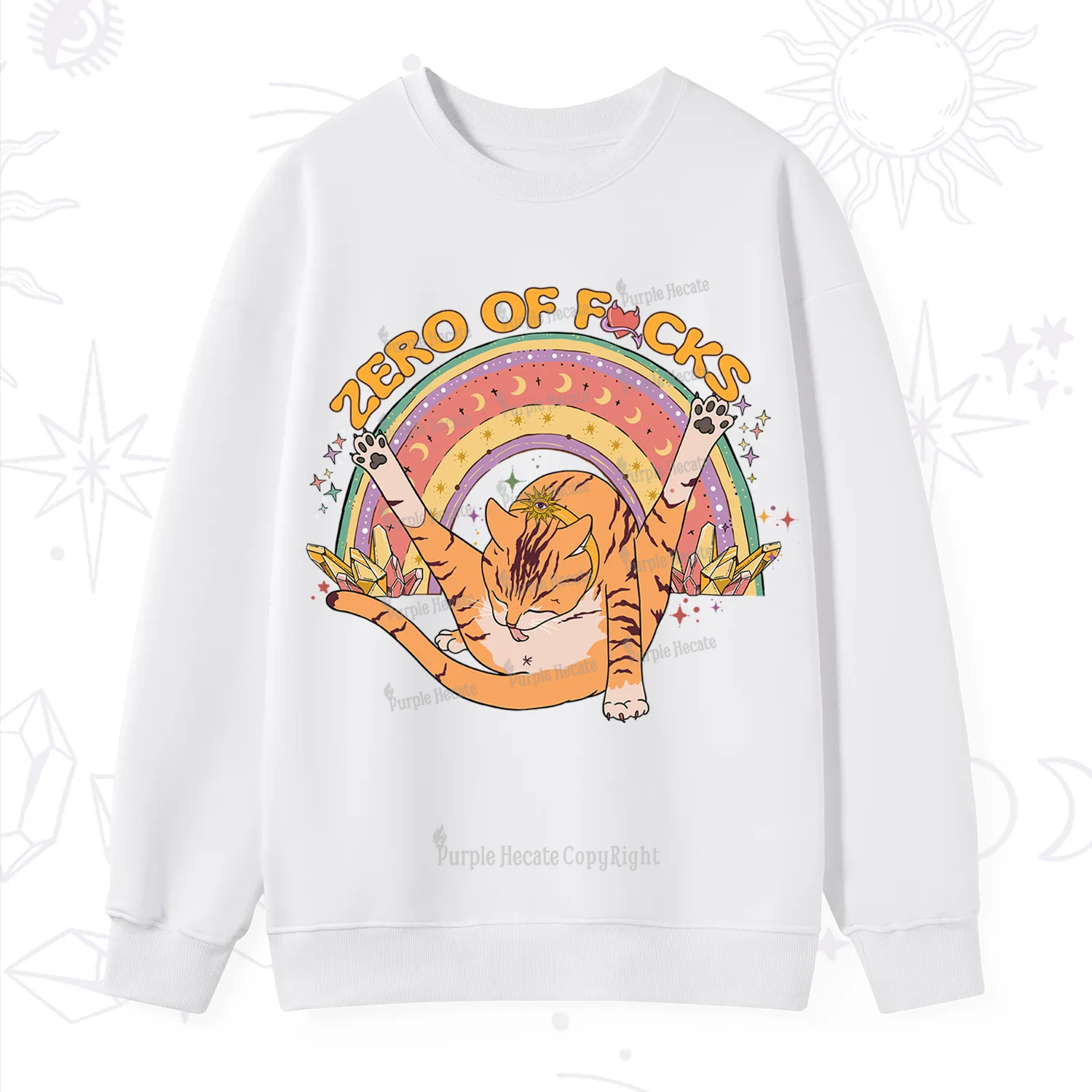 Purplehecate The Zero Fucks Cat Sweatshirt