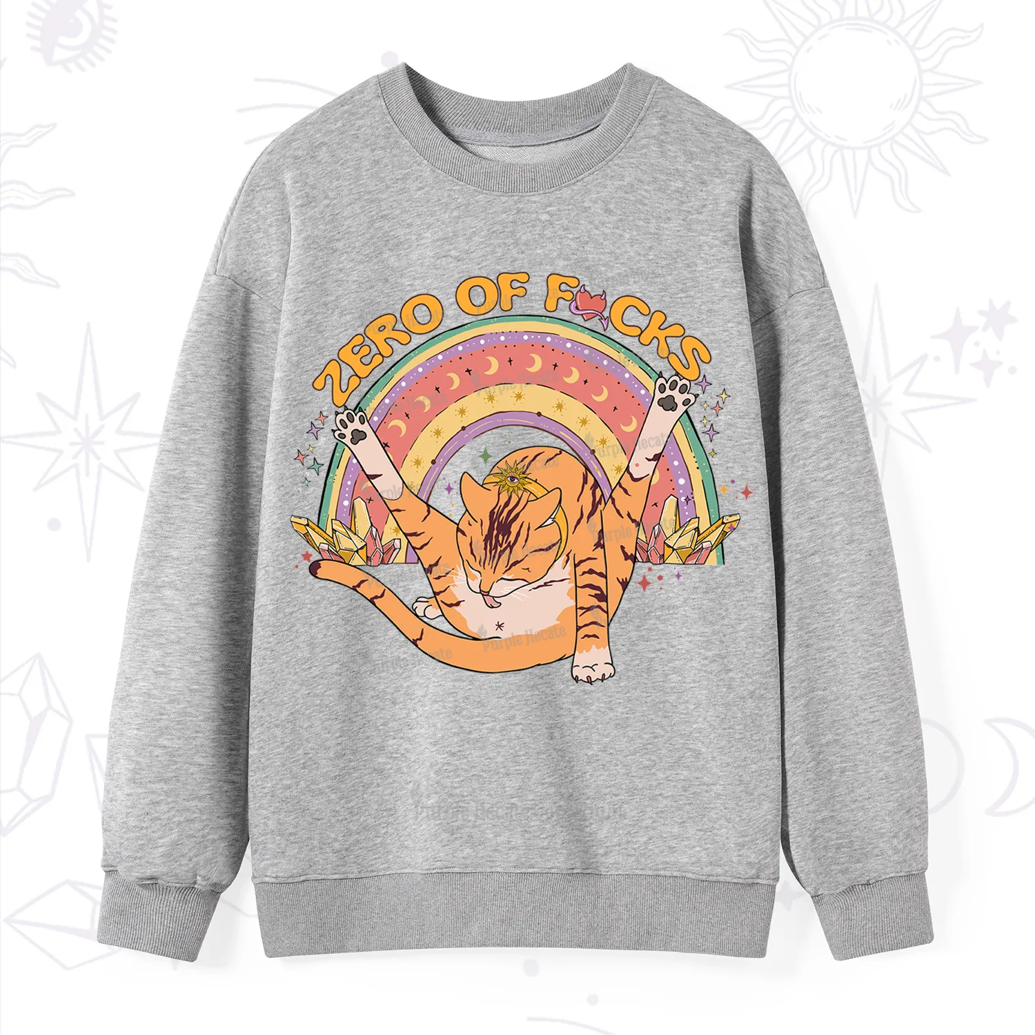 Purplehecate The Zero Fucks Cat Sweatshirt