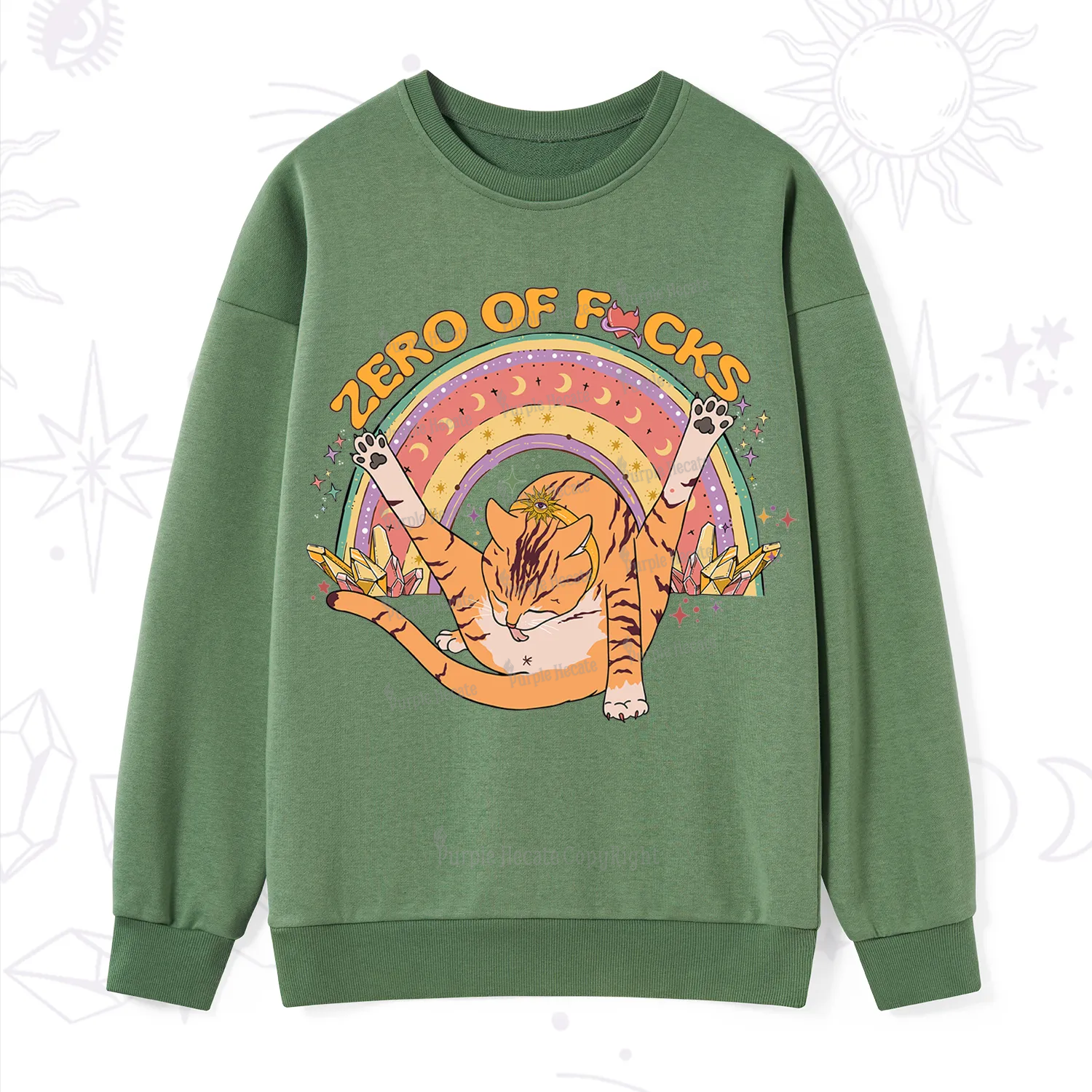 Purplehecate The Zero Fucks Cat Sweatshirt