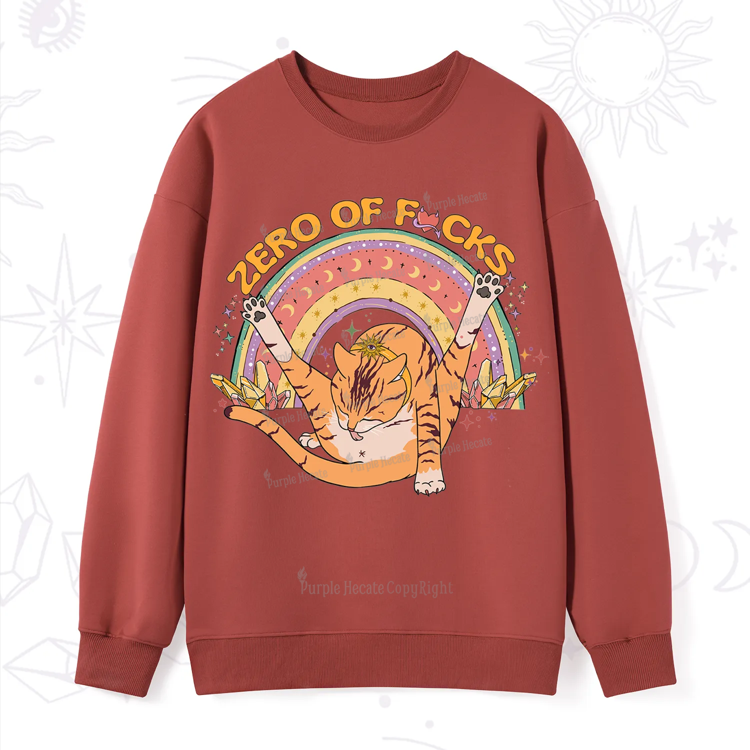 Purplehecate The Zero Fucks Cat Sweatshirt