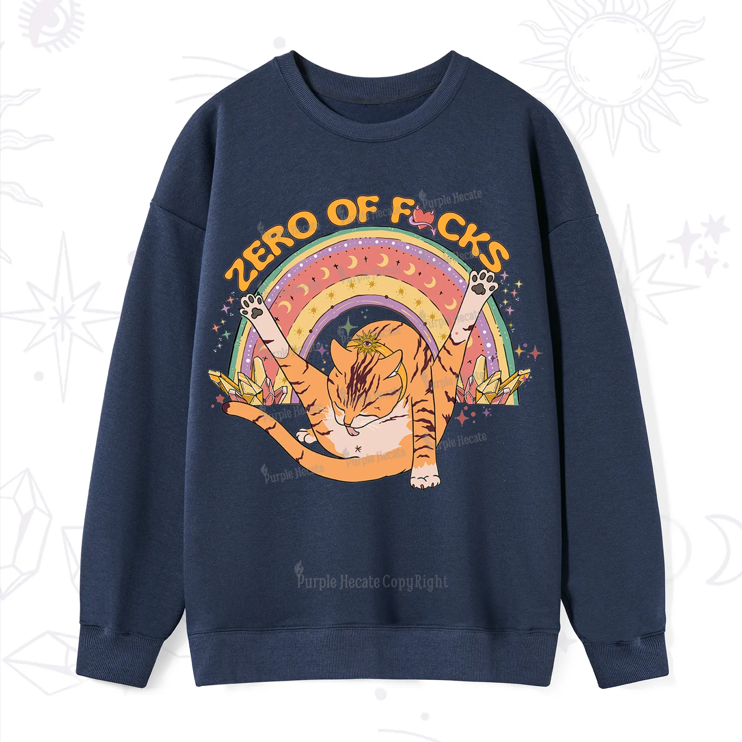 Purplehecate The Zero Fucks Cat Sweatshirt