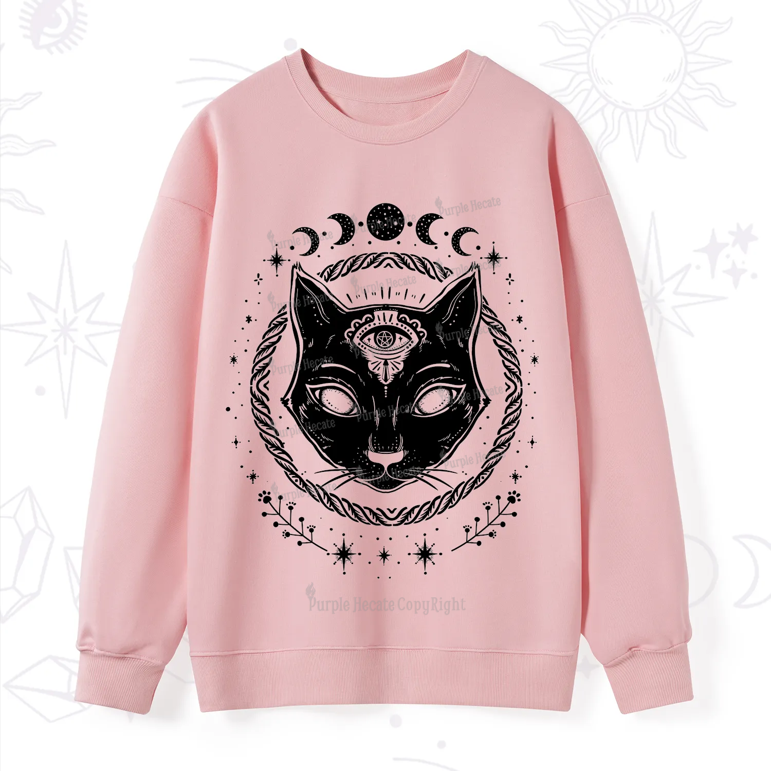 Purplehecate Third Eye Black Cat Sweatshirt