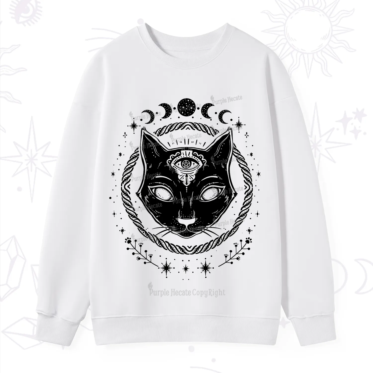 Purplehecate Third Eye Black Cat Sweatshirt