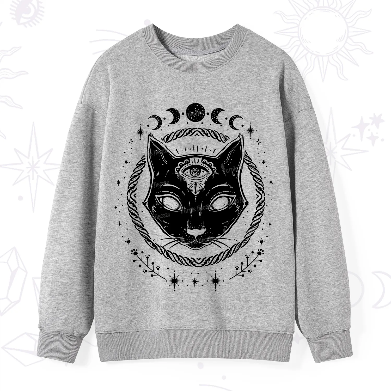 Purplehecate Third Eye Black Cat Sweatshirt