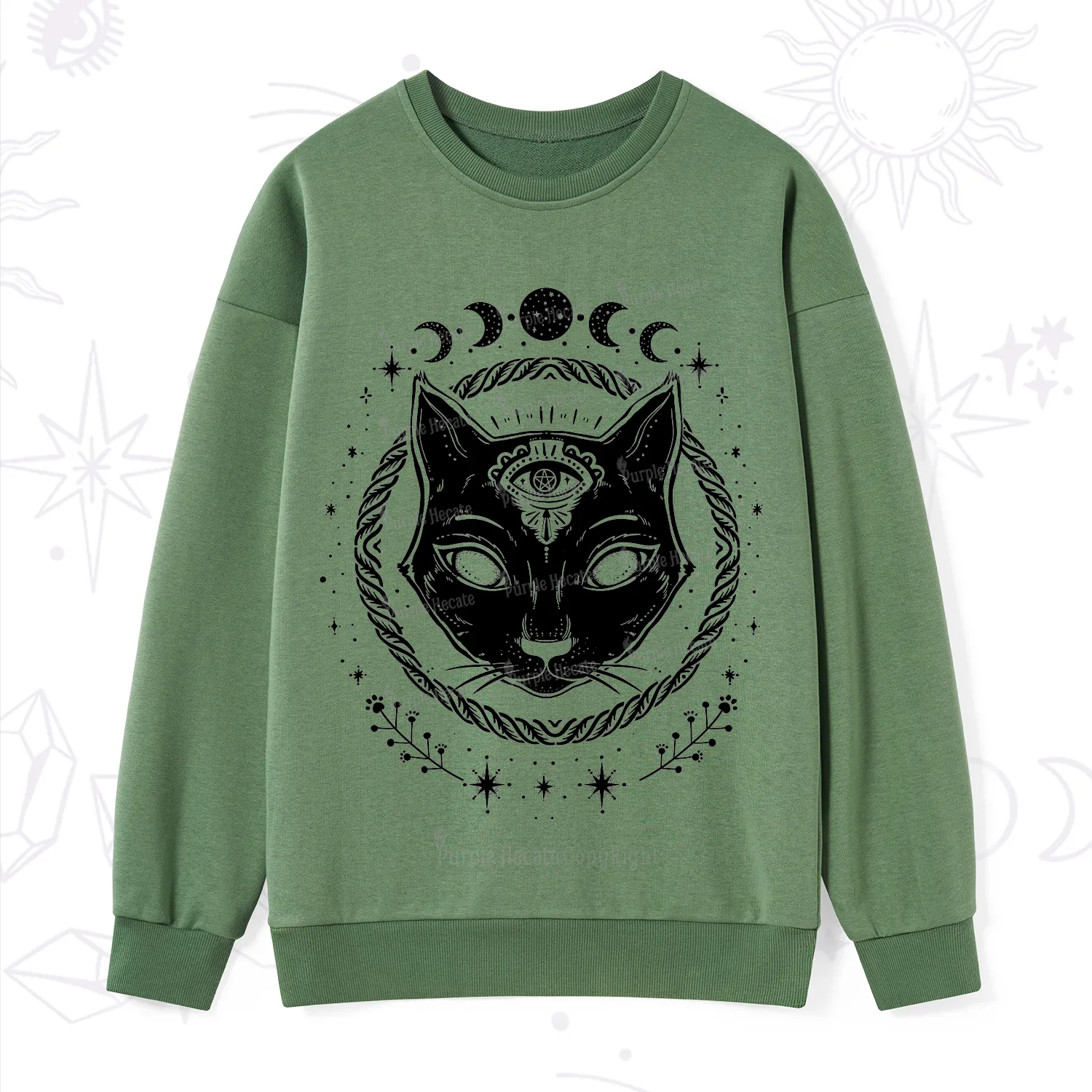 Purplehecate Third Eye Black Cat Sweatshirt