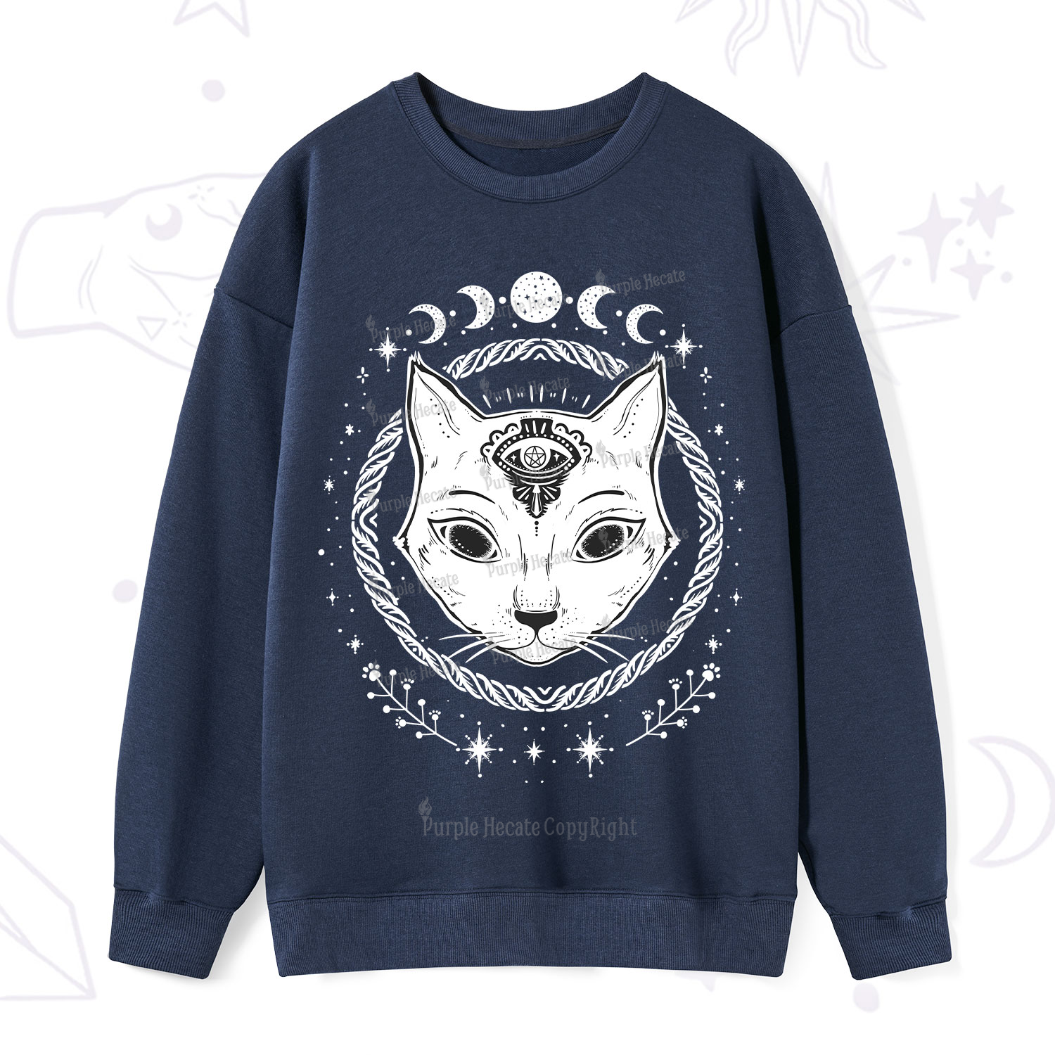 Purplehecate Third Eye Black Cat Sweatshirt
