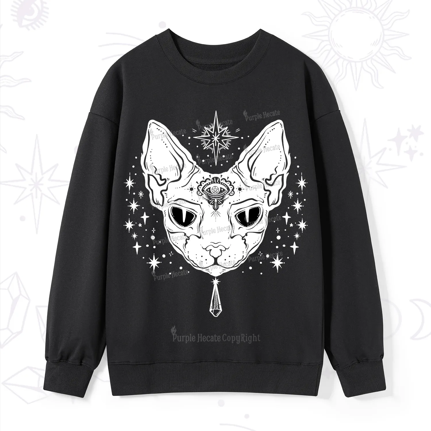Purplehecate Three Eyed Sphynx Cat Sweatshirt