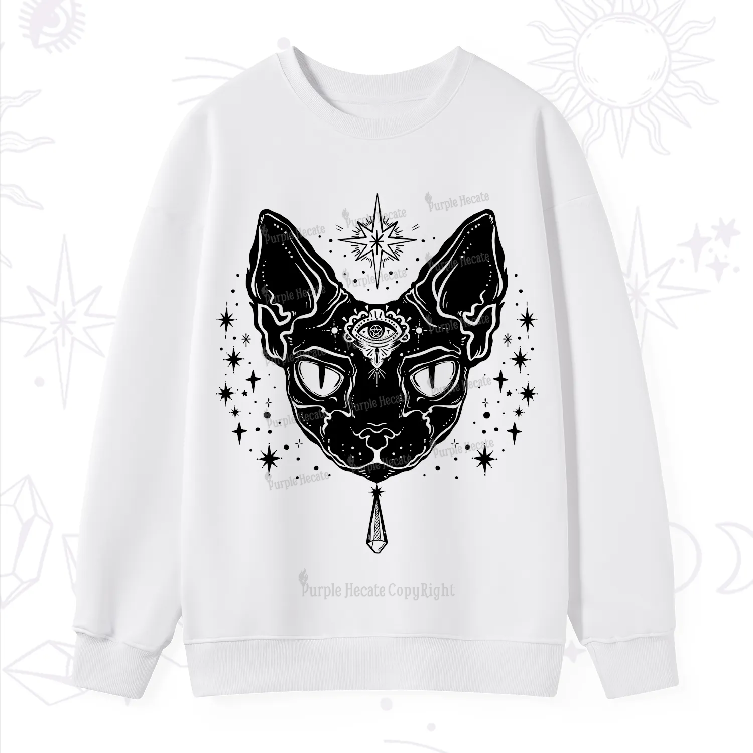 Purplehecate Three Eyed Sphynx Cat Sweatshirt