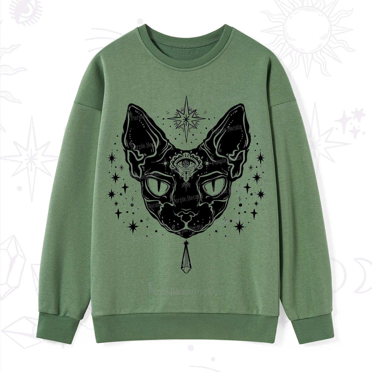 Purplehecate Three Eyed Sphynx Cat Sweatshirt