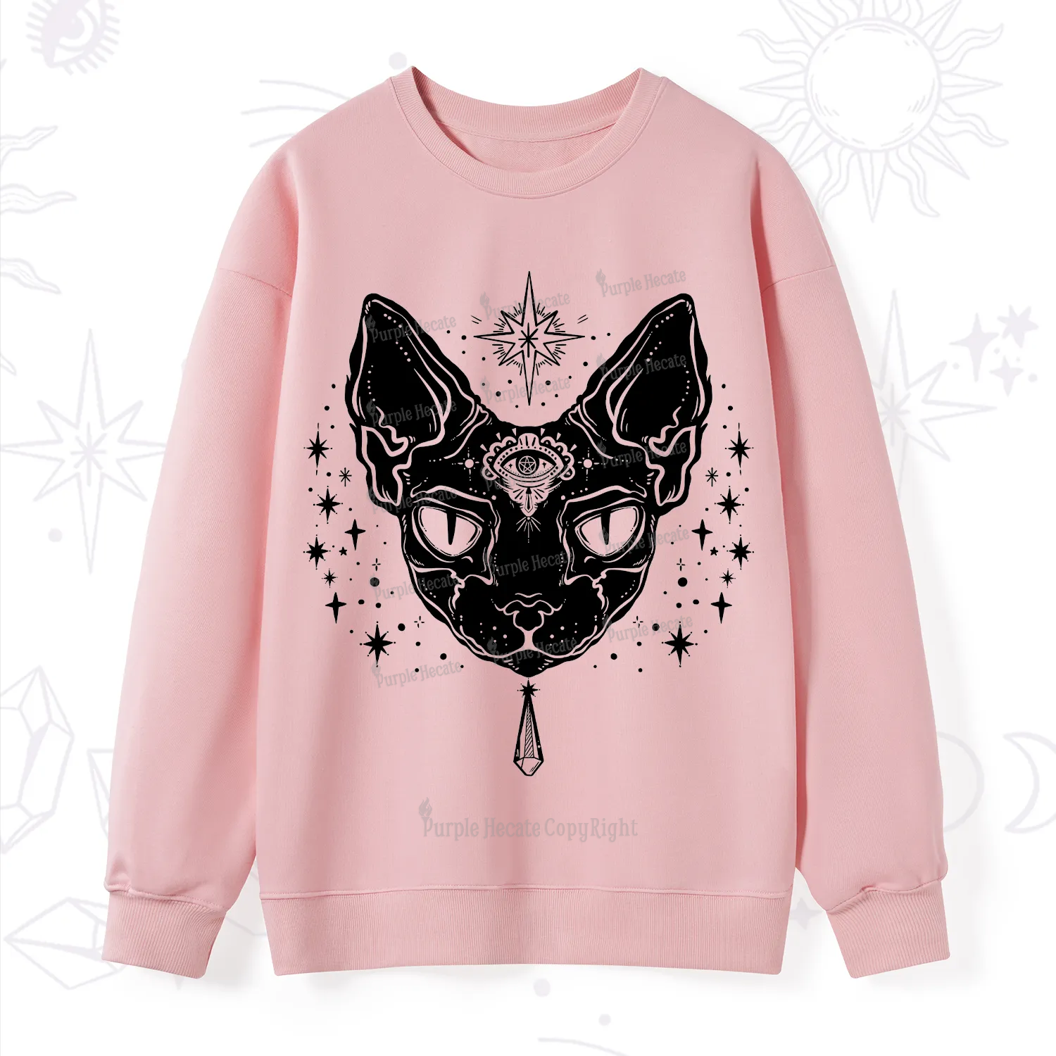 Purplehecate Three Eyed Sphynx Cat Sweatshirt
