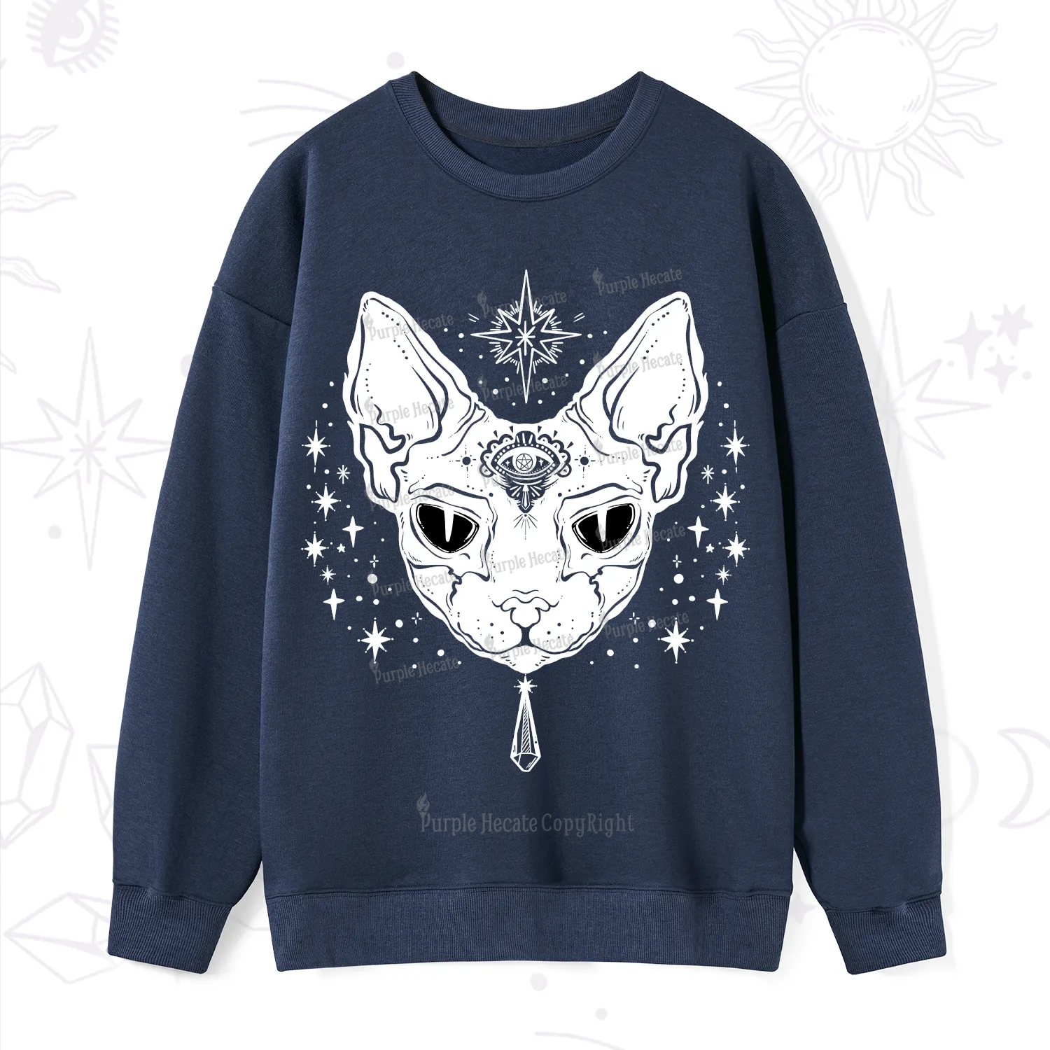 Purplehecate Three Eyed Sphynx Cat Sweatshirt
