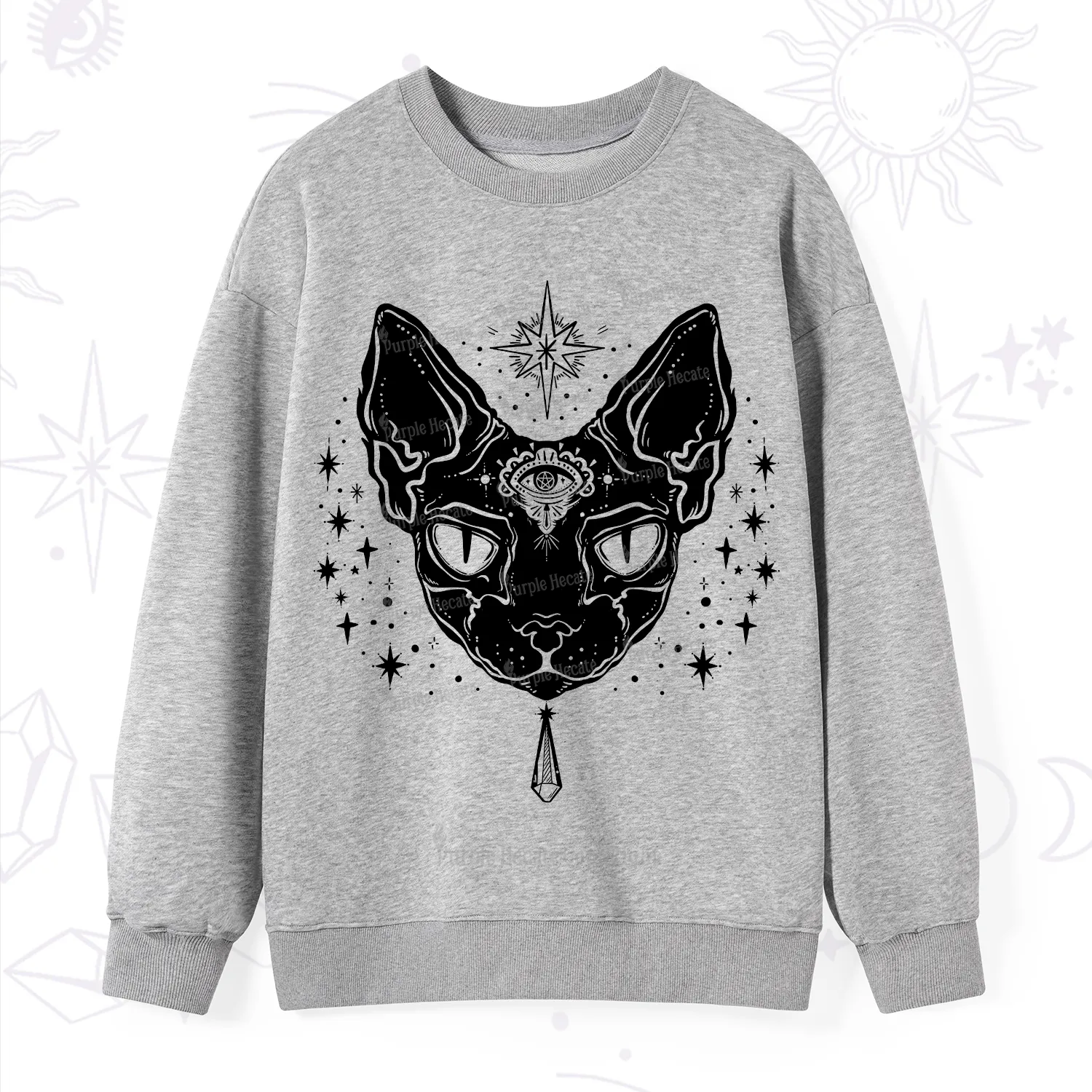 Purplehecate Three Eyed Sphynx Cat Sweatshirt