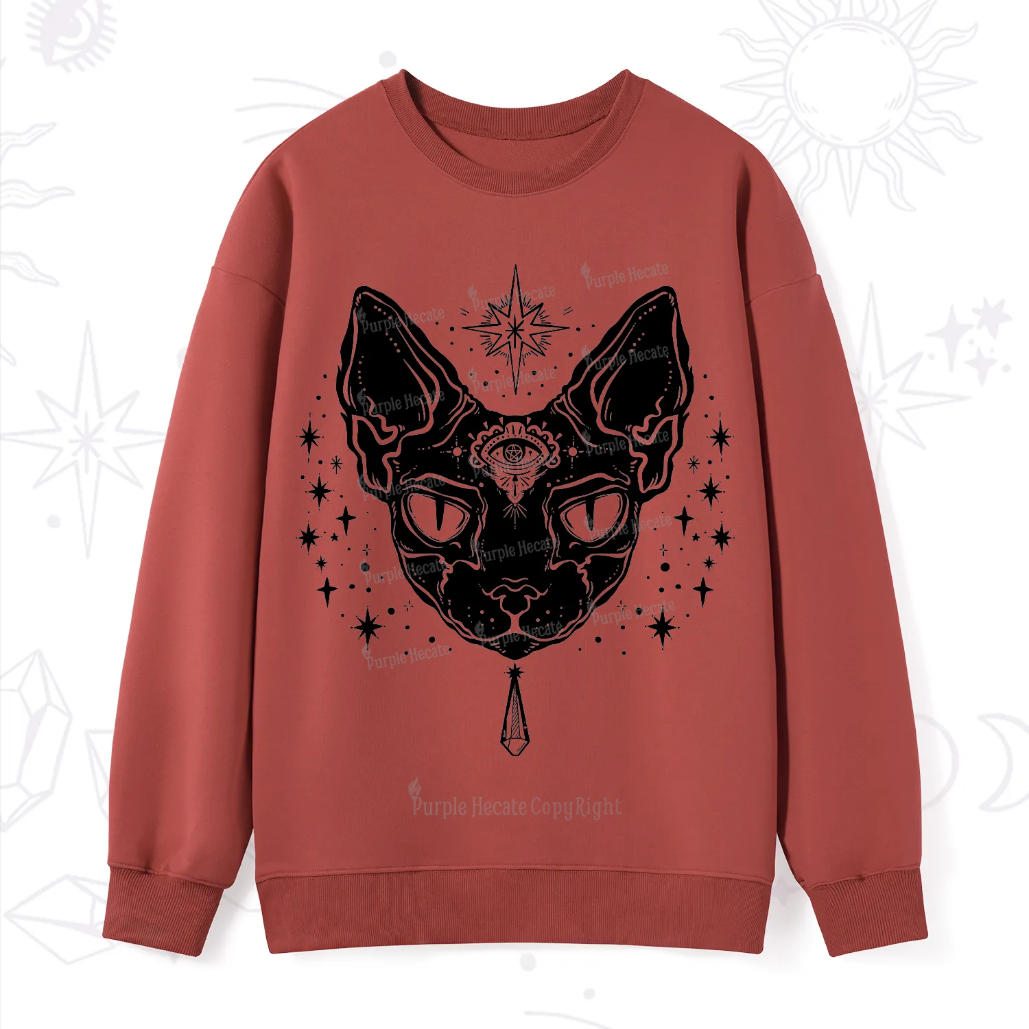 Purplehecate Three Eyed Sphynx Cat Sweatshirt