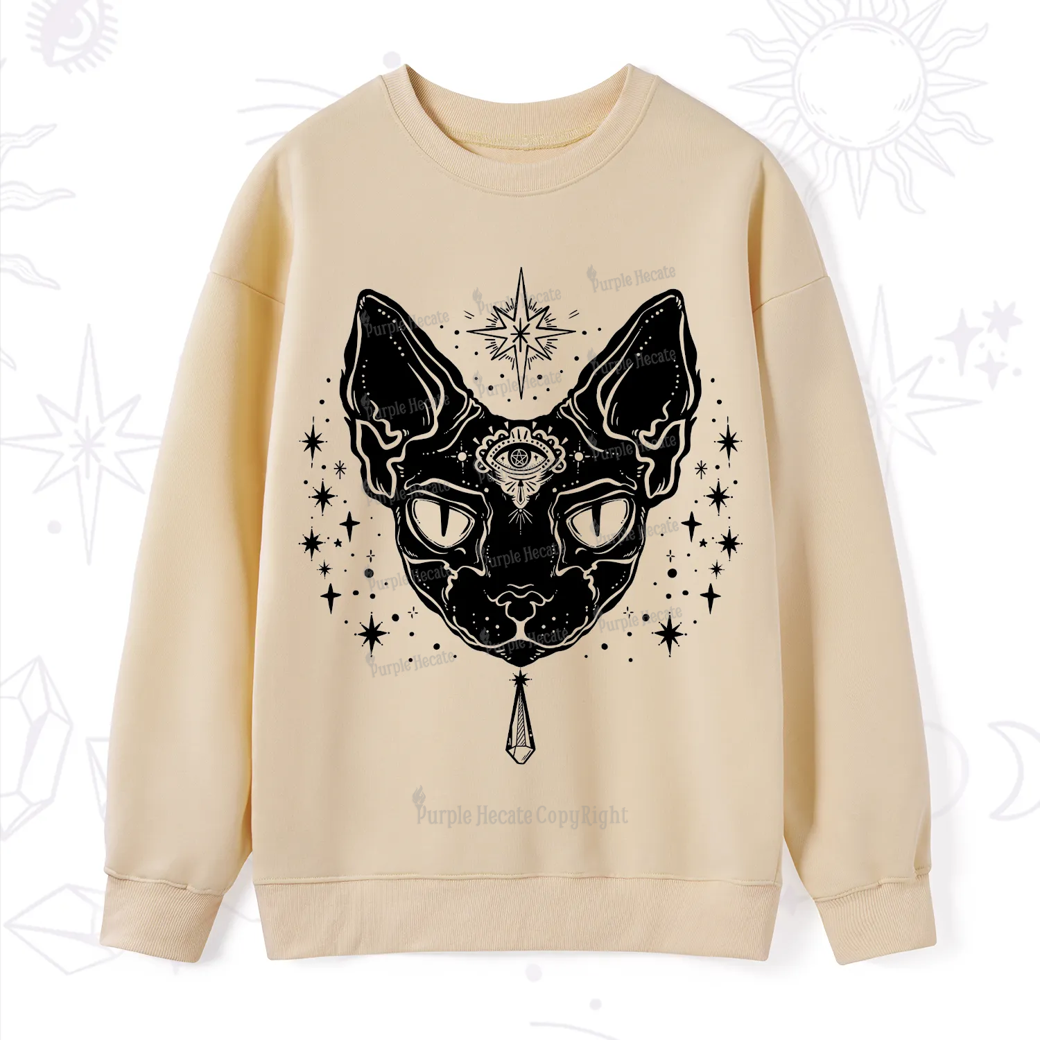Purplehecate Three Eyed Sphynx Cat Sweatshirt