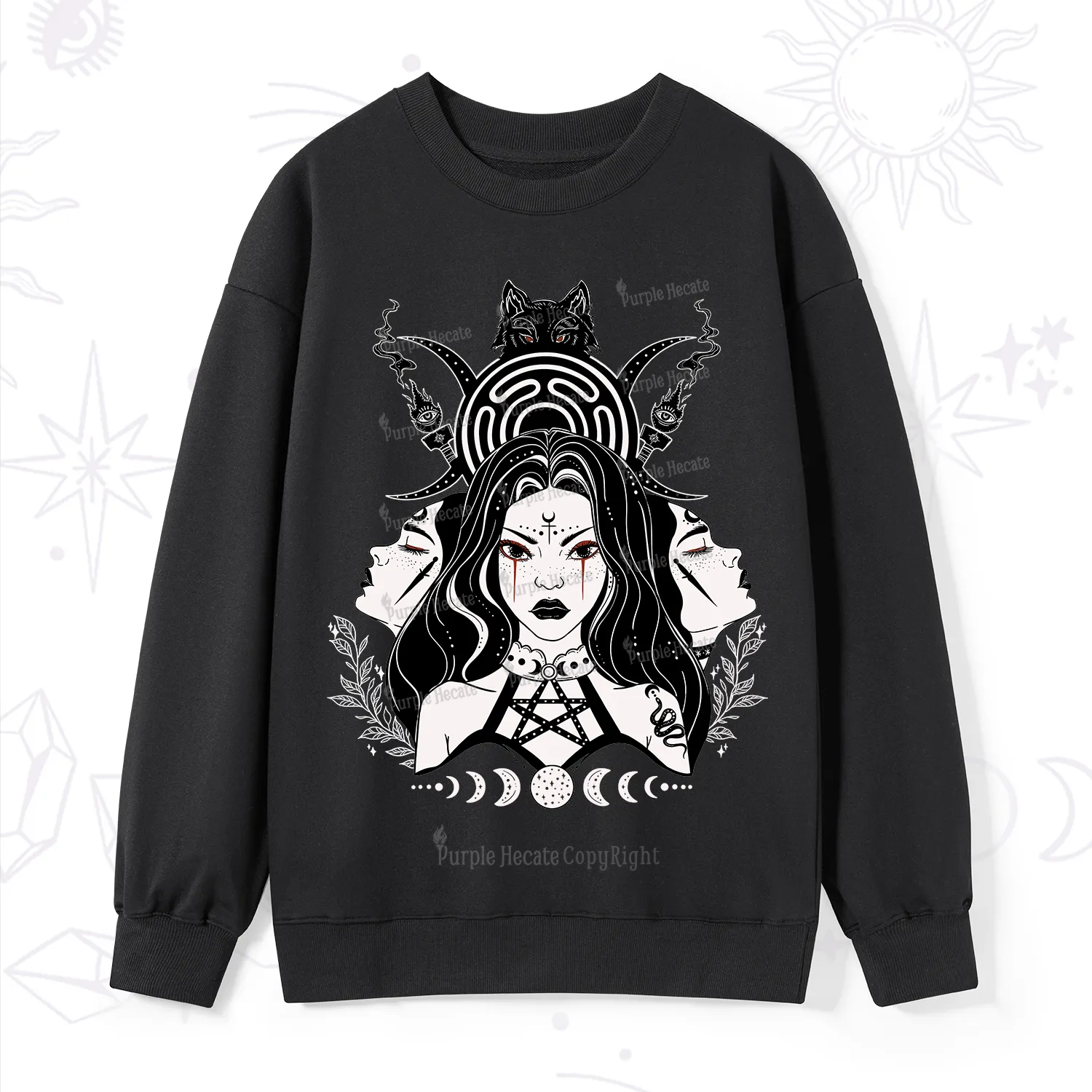 Purplehecate The Triple Moon Goddess Hecate Sweatshirt