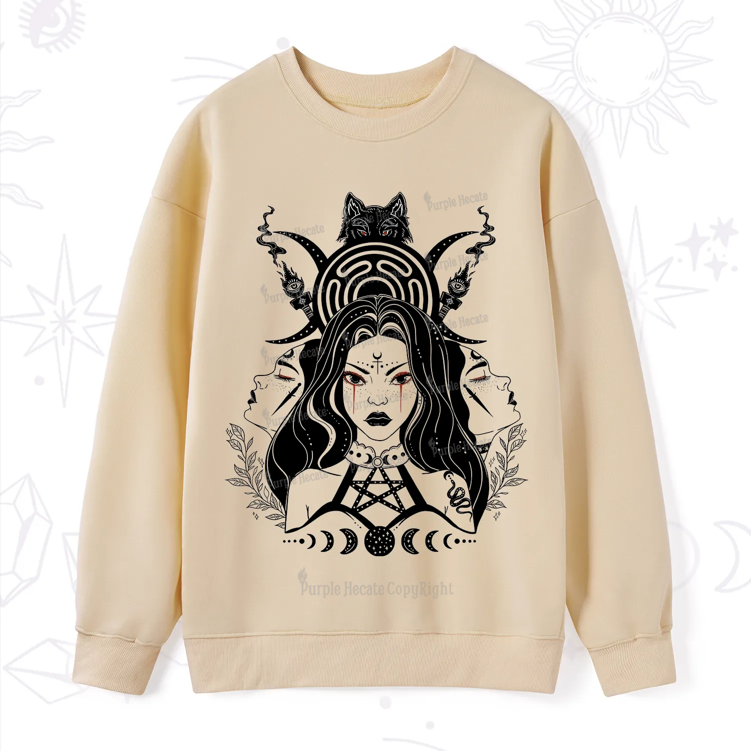 Purplehecate The Triple Moon Goddess Hecate Sweatshirt