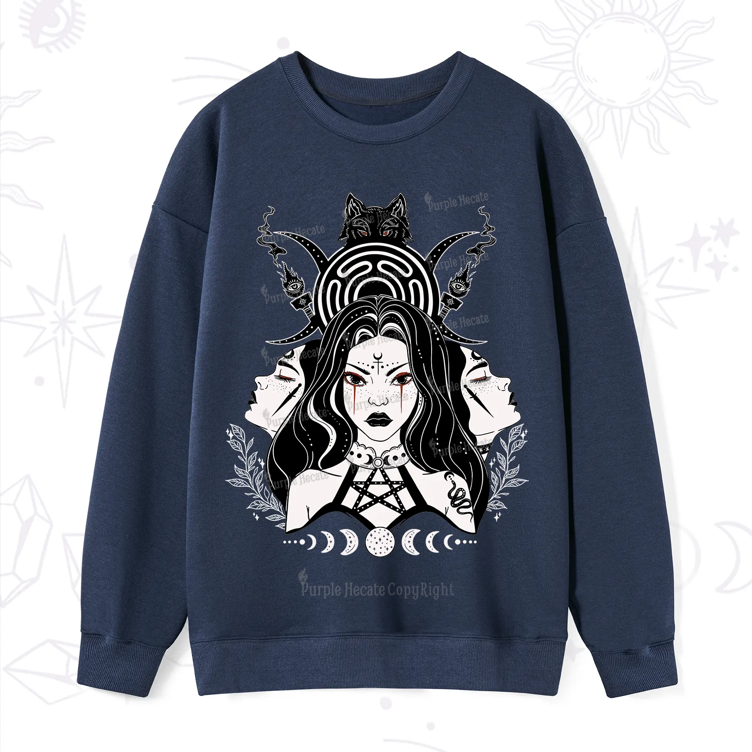 Purplehecate The Triple Moon Goddess Hecate Sweatshirt
