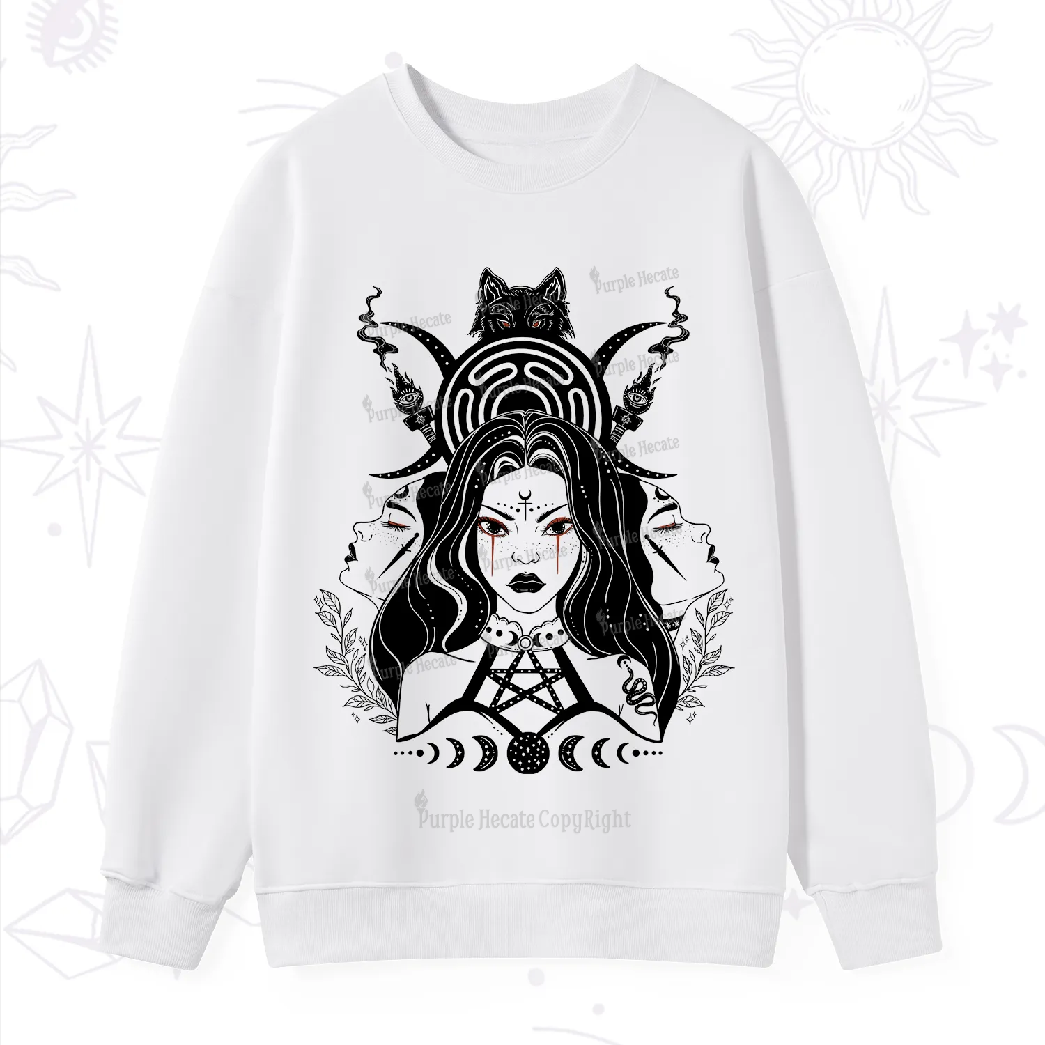 Purplehecate The Triple Moon Goddess Hecate Sweatshirt