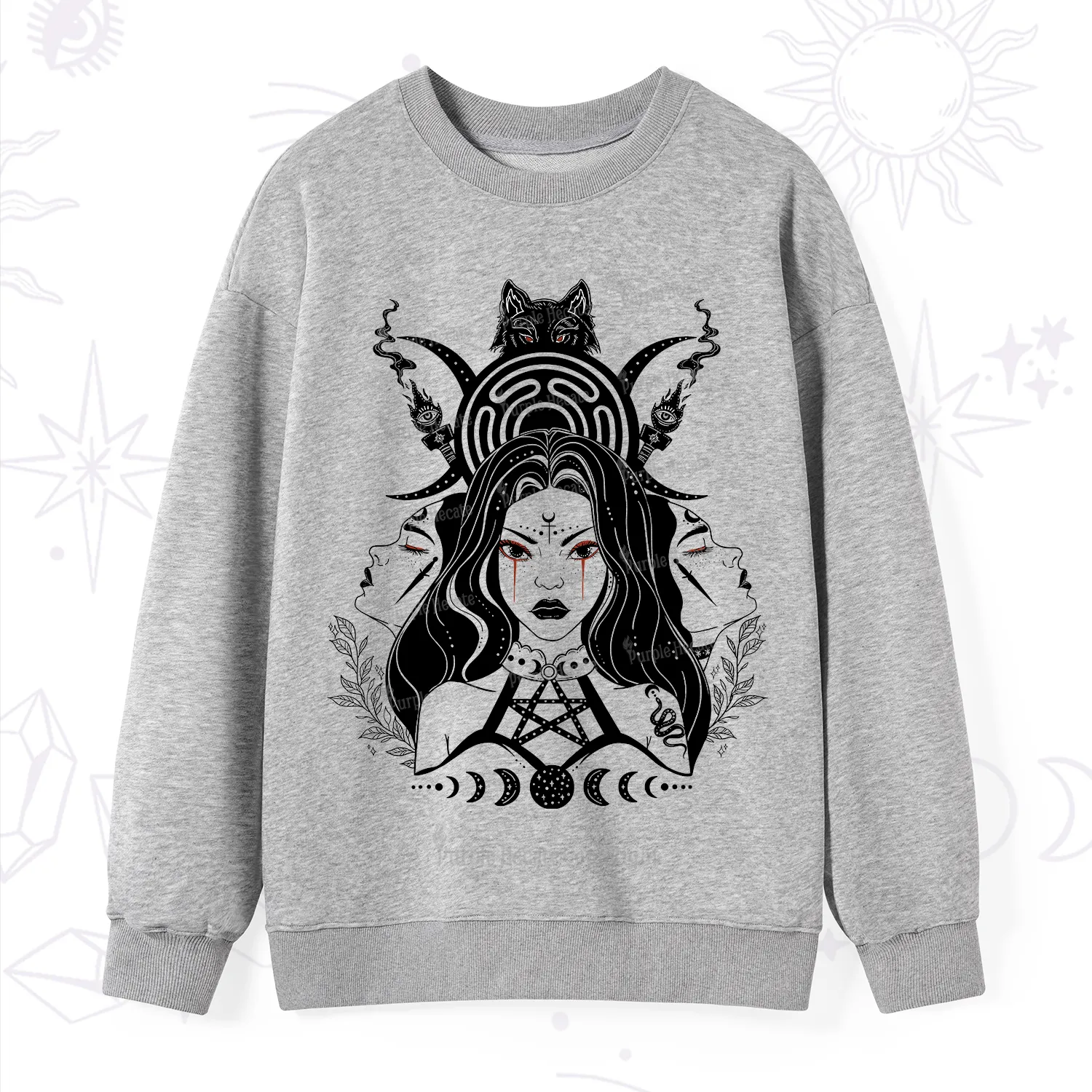 Purplehecate The Triple Moon Goddess Hecate Sweatshirt